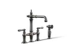 Three-hole bridge bar sink faucet with side sprayer^Kohler Outlet