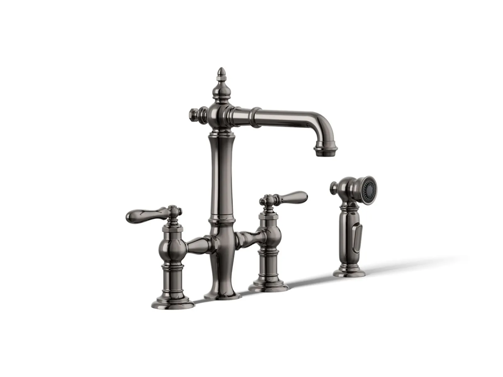 Three-hole bridge bar sink faucet with side sprayer^Kohler Outlet