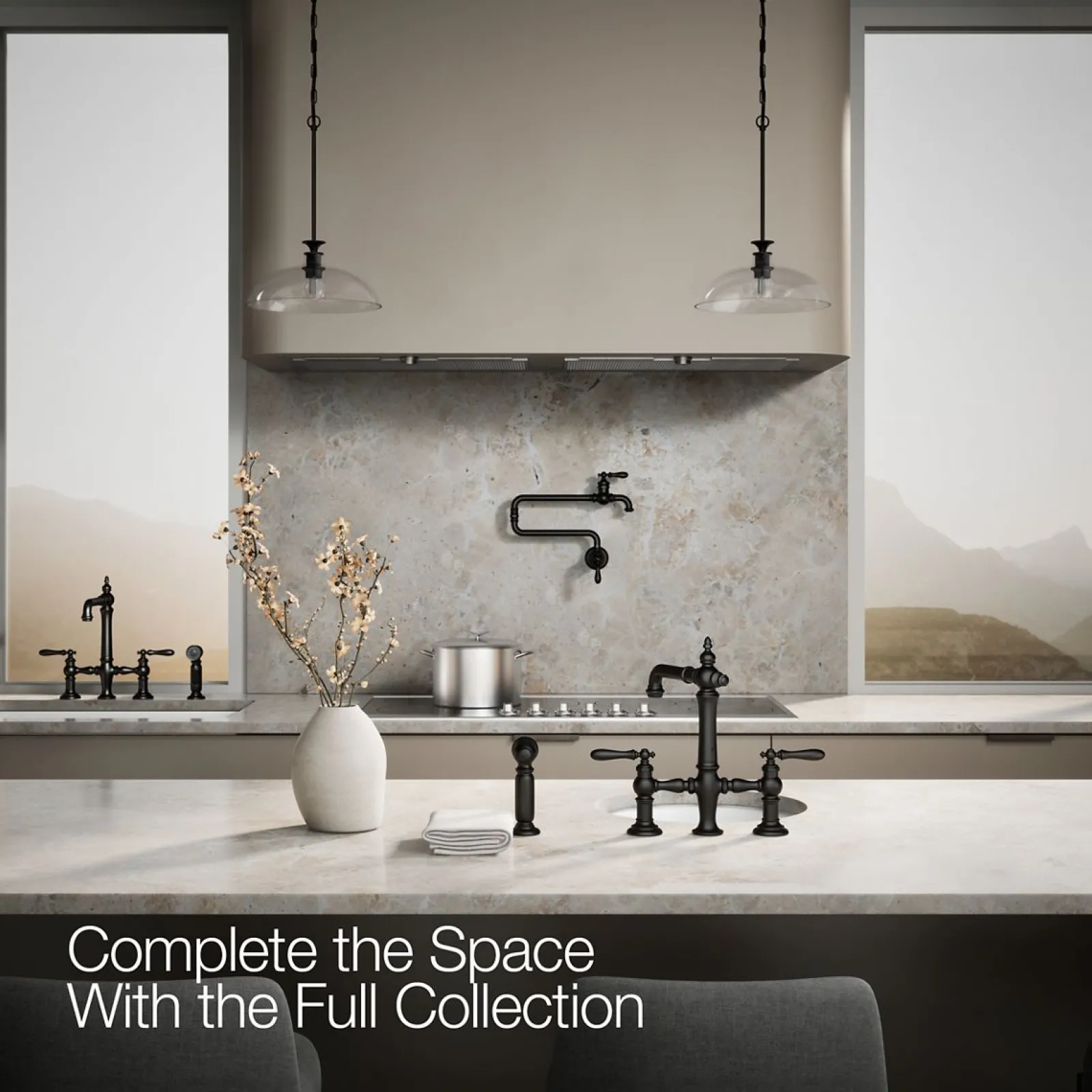 Three-hole bridge bar sink faucet with side sprayer^Kohler Outlet