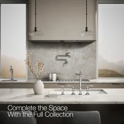 Three-hole bridge kitchen sink faucet with side sprayer^Kohler Outlet