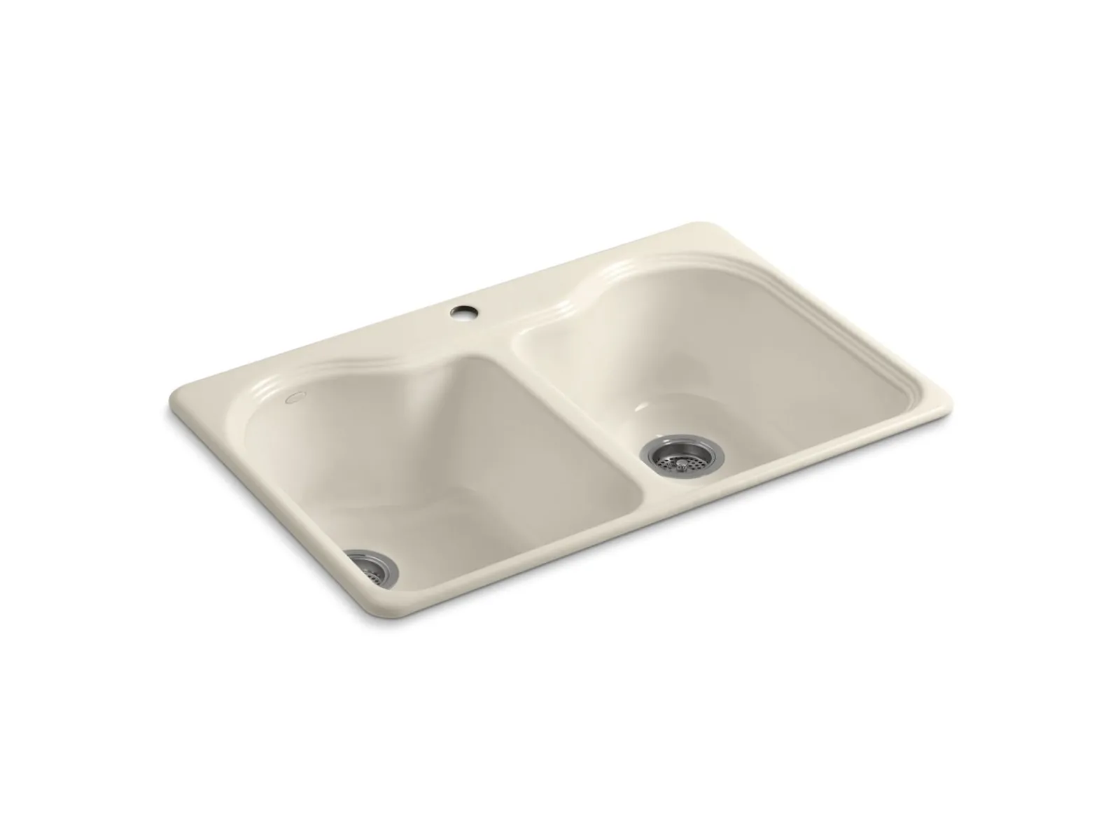 33" top-mount double-bowl kitchen sink^Kohler New