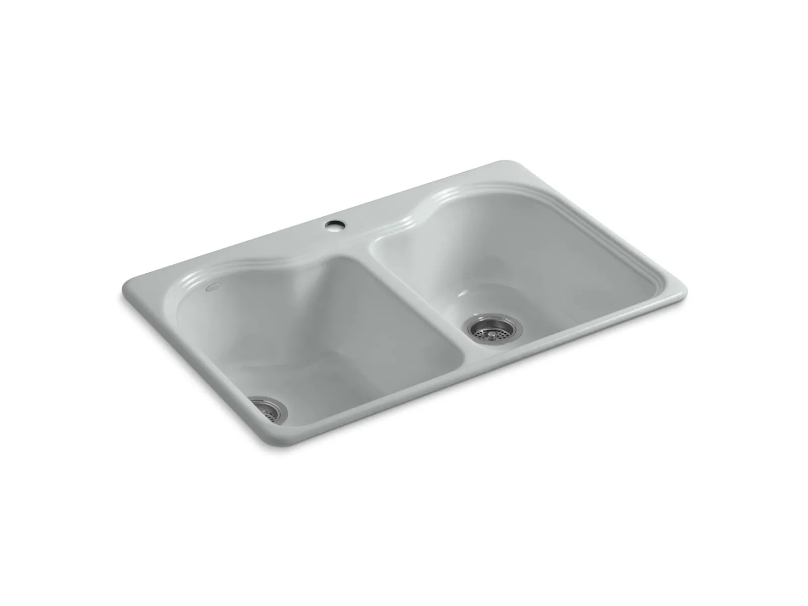33" top-mount double-bowl kitchen sink^Kohler New