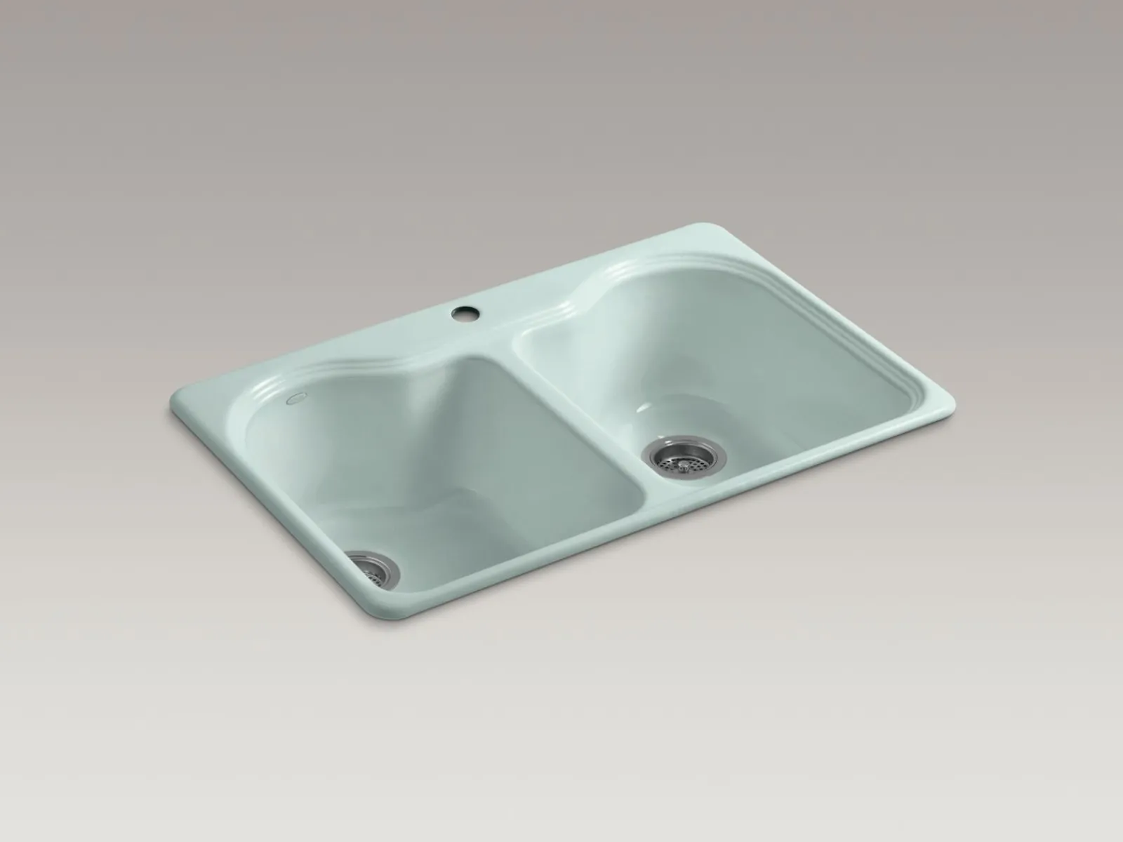 33" top-mount double-bowl kitchen sink^Kohler New