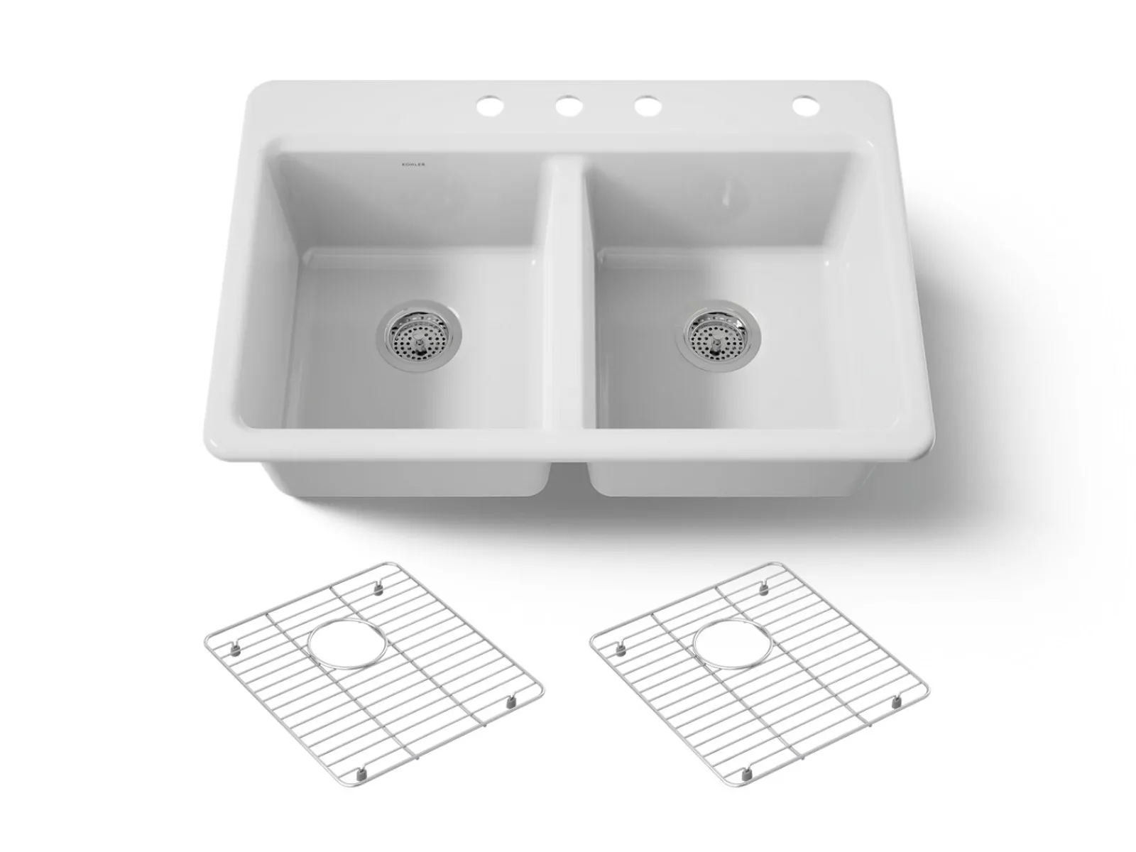 33" top-mount double-bowl kitchen sink^Kohler Clearance