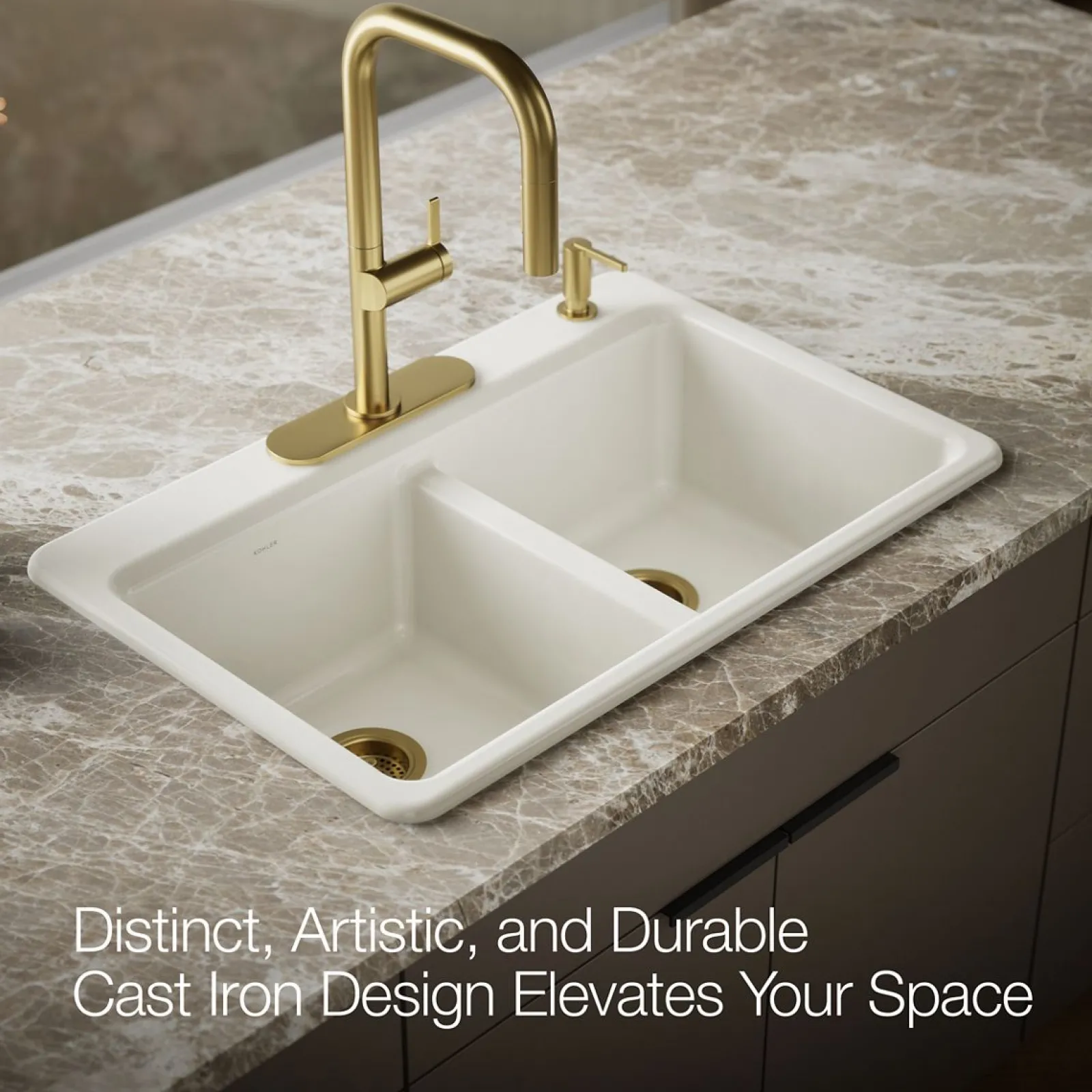 33" top-mount double-bowl kitchen sink^Kohler Clearance