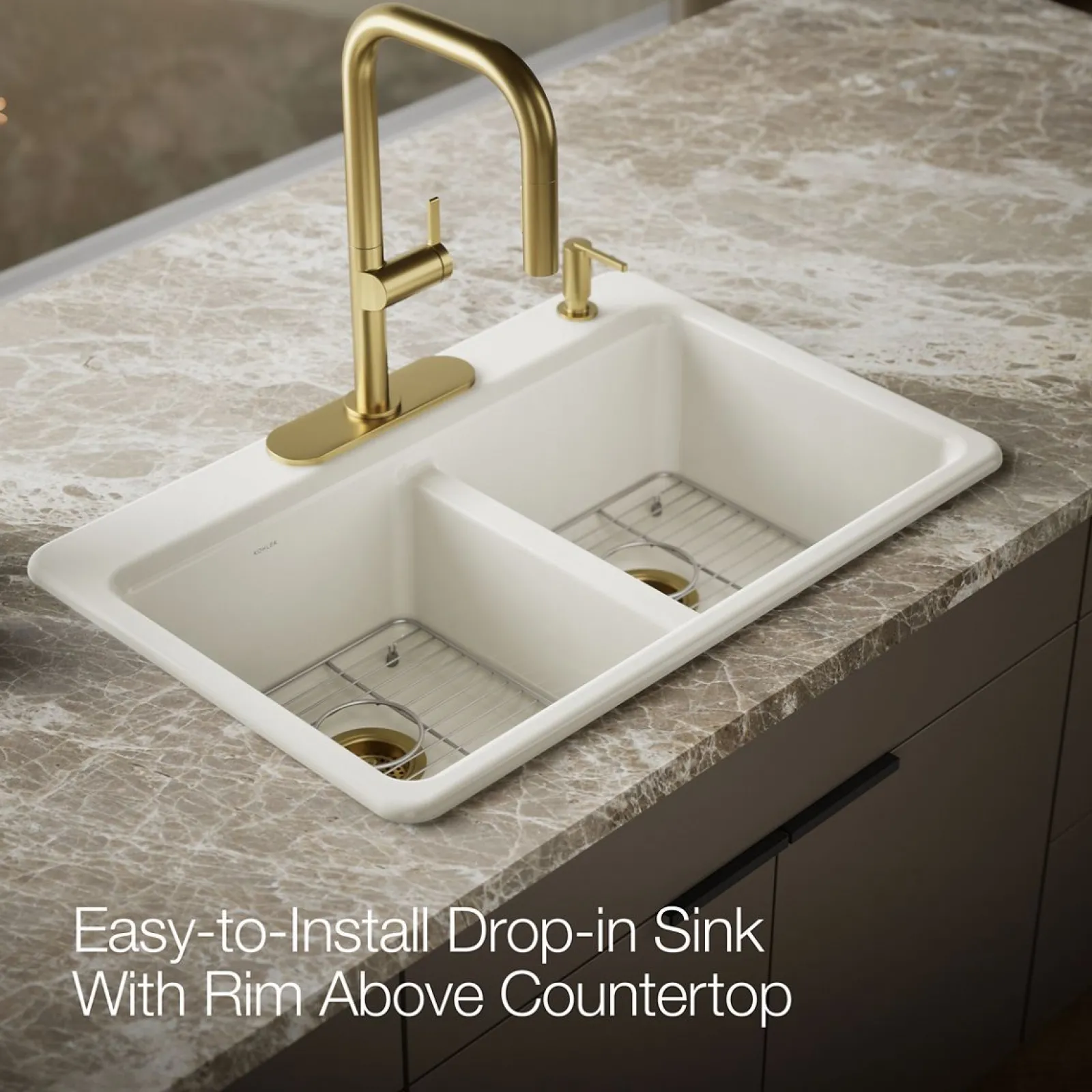 33" top-mount double-bowl kitchen sink^Kohler Clearance