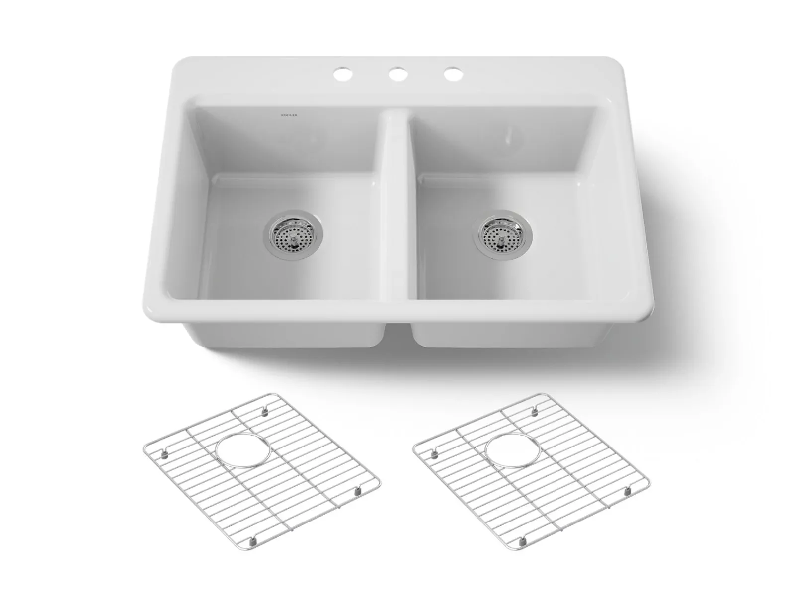 33" top-mount double-bowl kitchen sink^Kohler