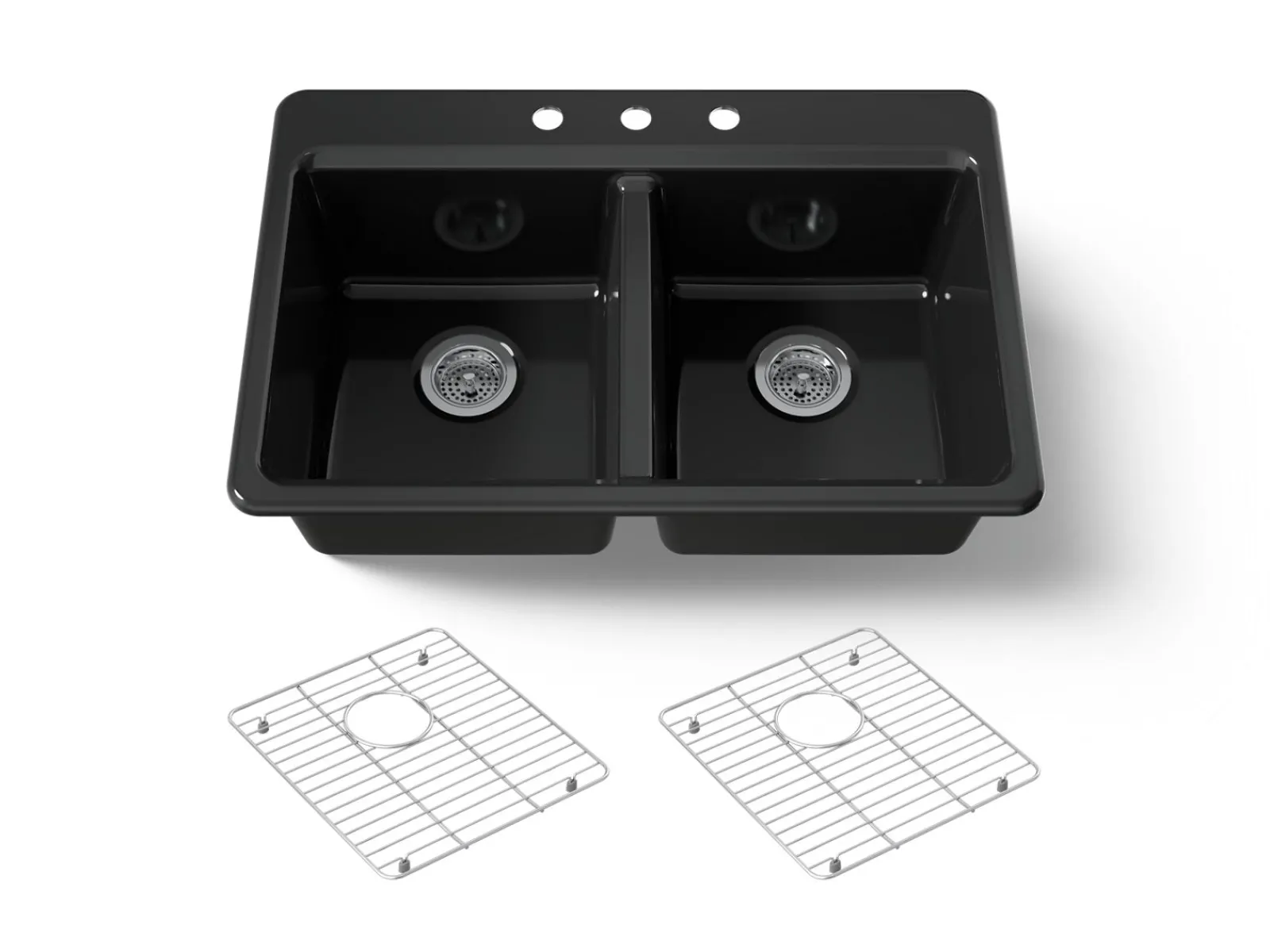 33" top-mount double-bowl kitchen sink^Kohler
