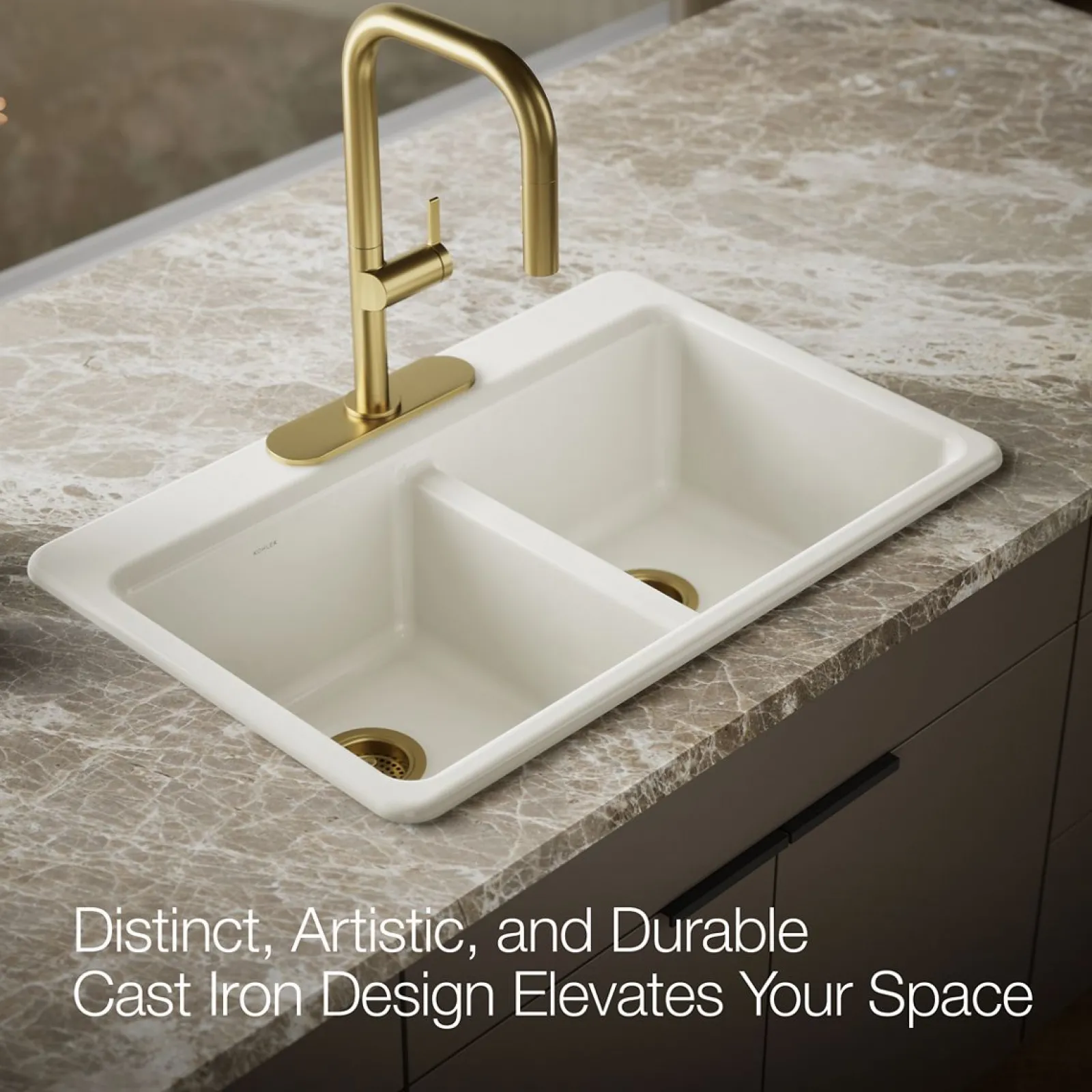 33" top-mount double-bowl kitchen sink^Kohler