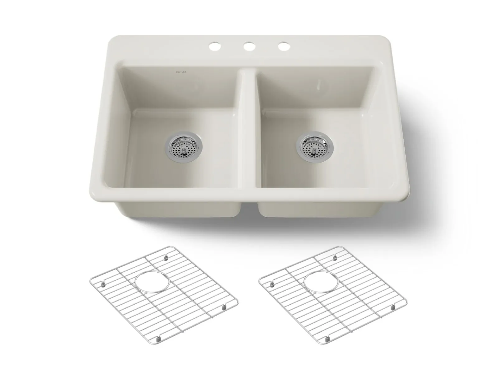 33" top-mount double-bowl kitchen sink^Kohler