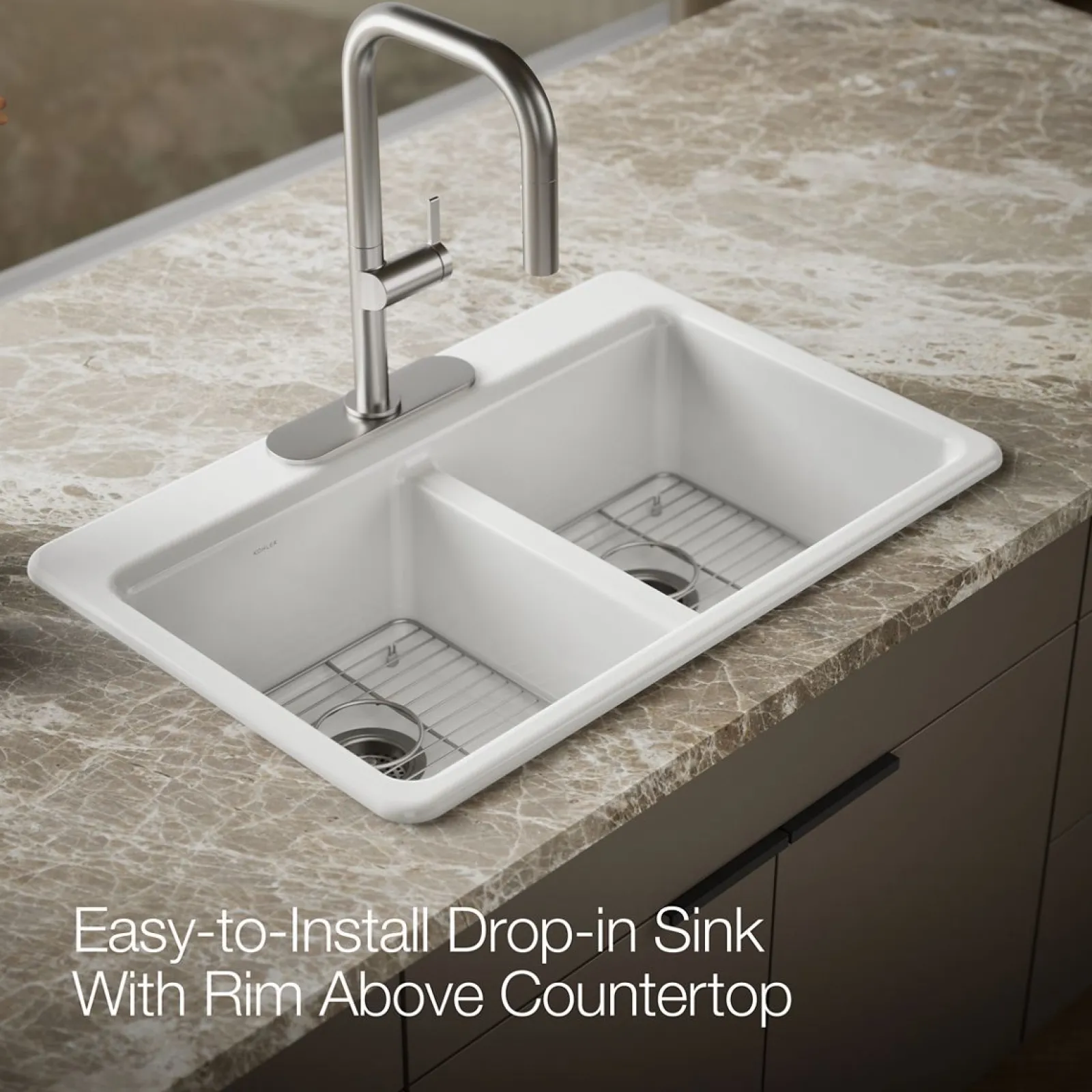 33" top-mount double-bowl kitchen sink^Kohler