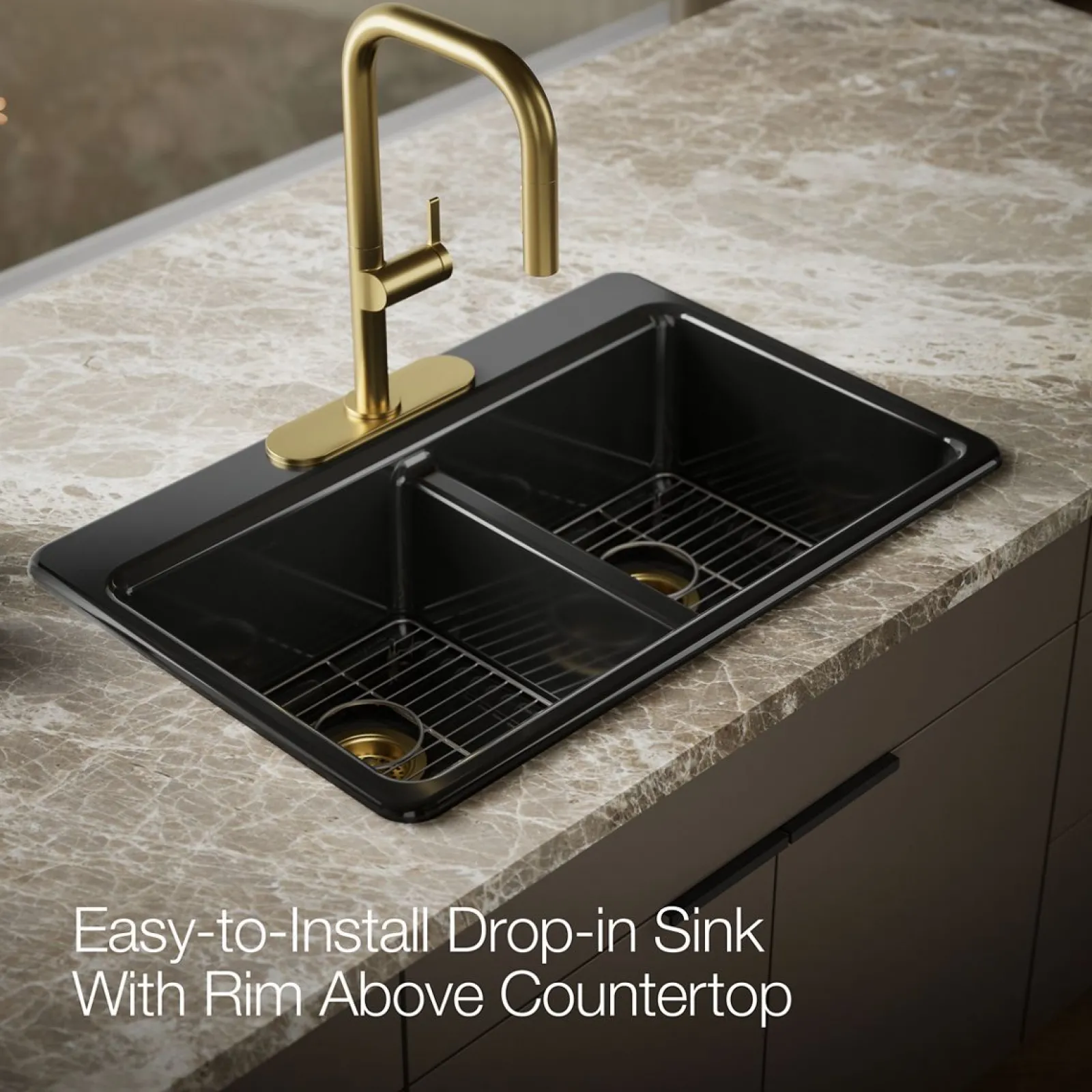 33" top-mount double-bowl kitchen sink^Kohler