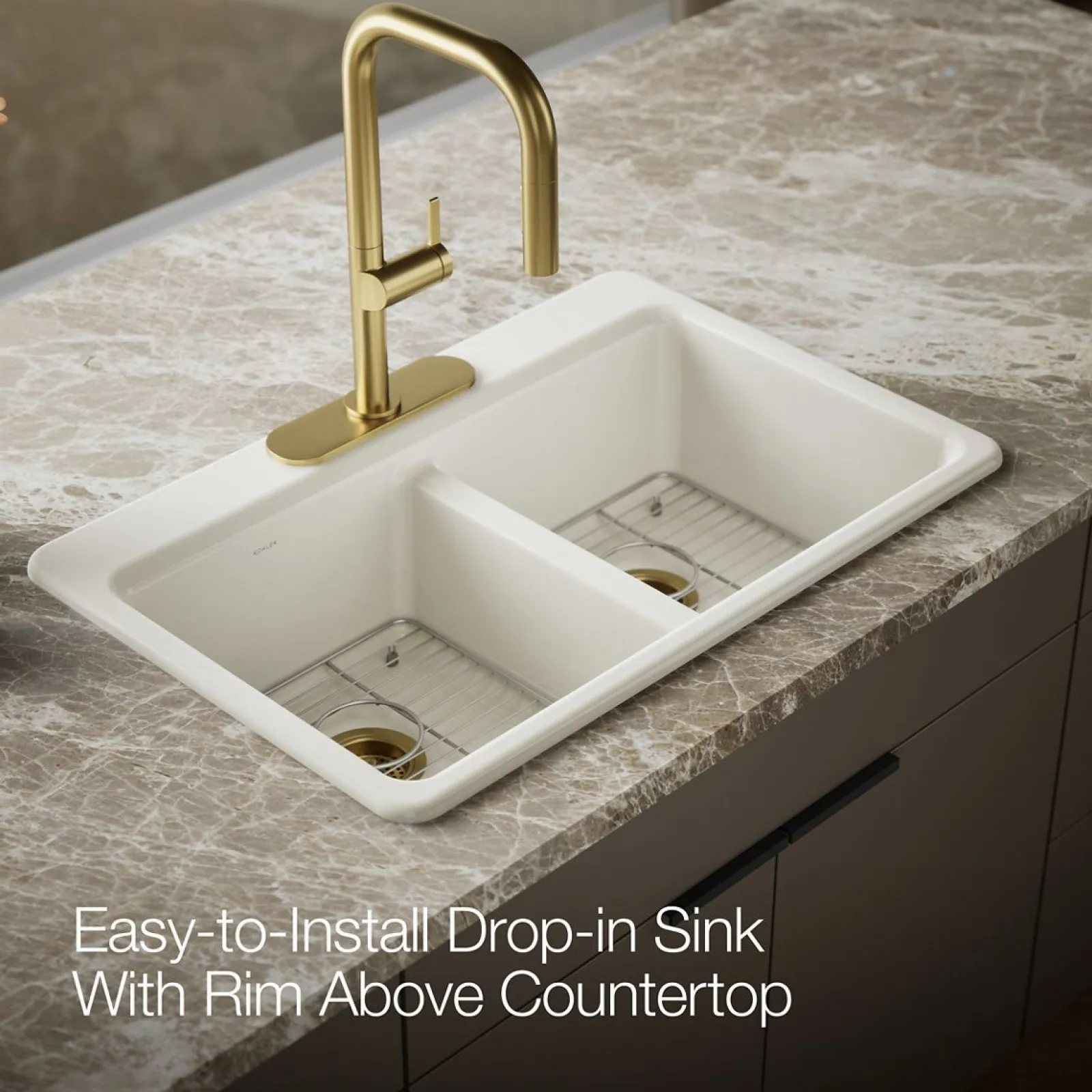 33" top-mount double-bowl kitchen sink^Kohler