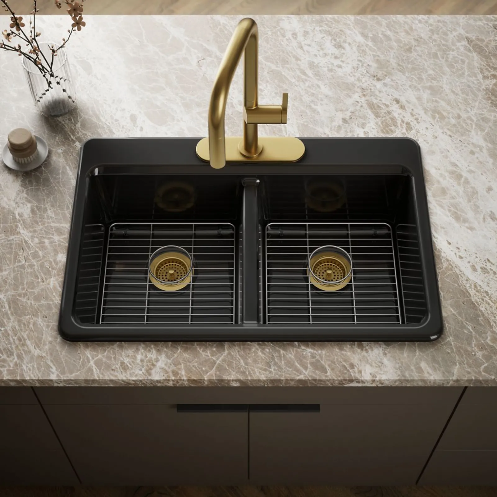 33" top-mount double-bowl kitchen sink^Kohler