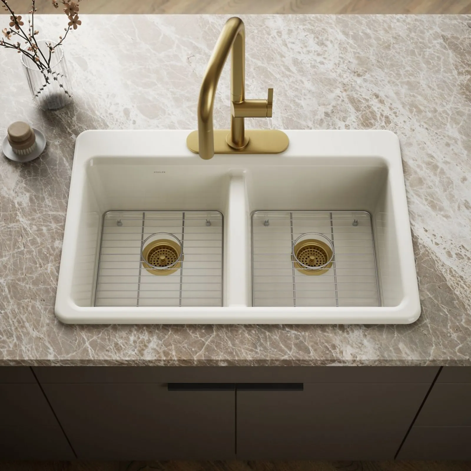 33" top-mount double-bowl kitchen sink^Kohler