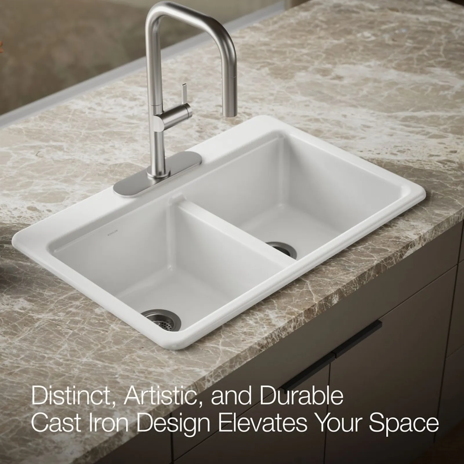 33" top-mount double-bowl kitchen sink^Kohler