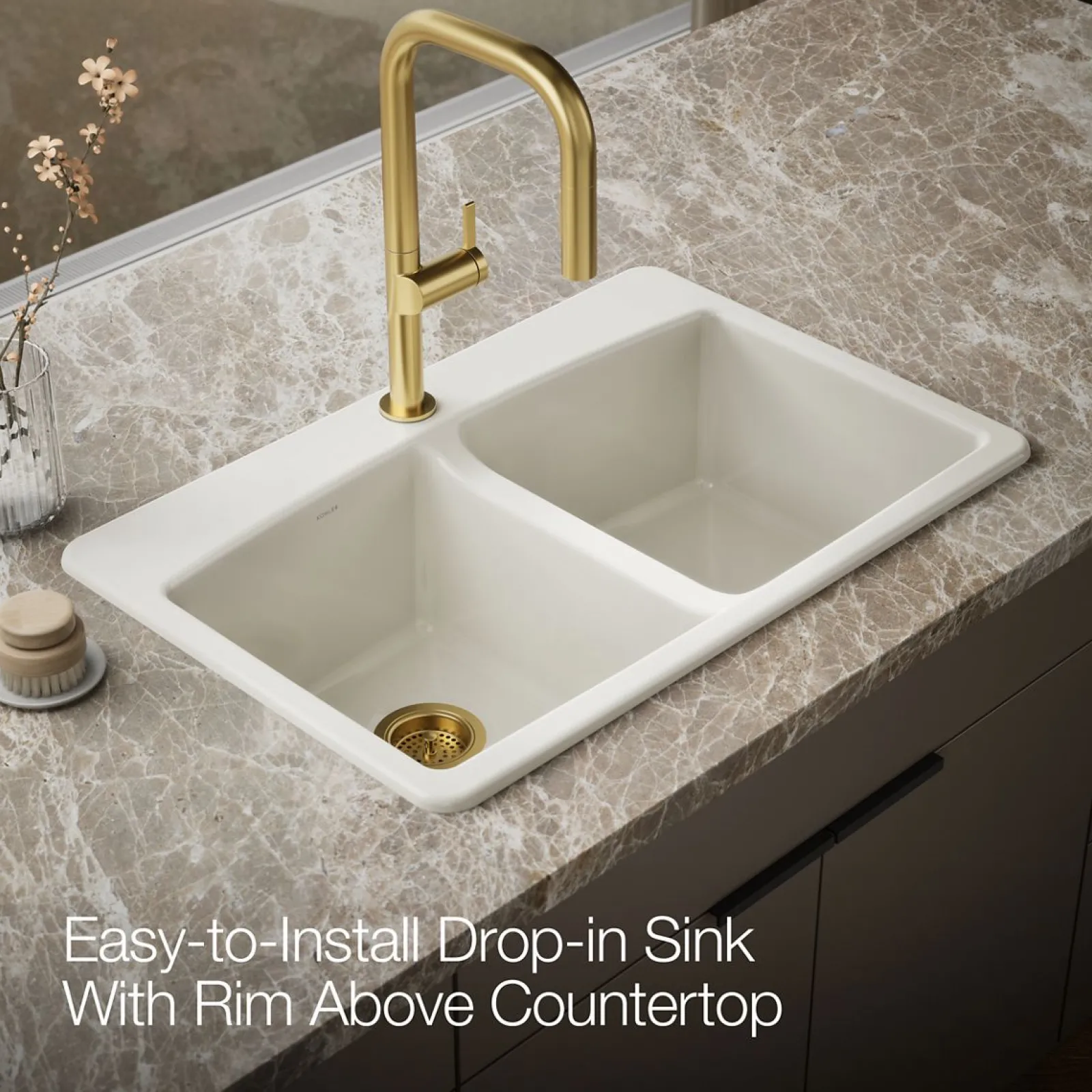 33" top-mount double-bowl kitchen sink^Kohler New