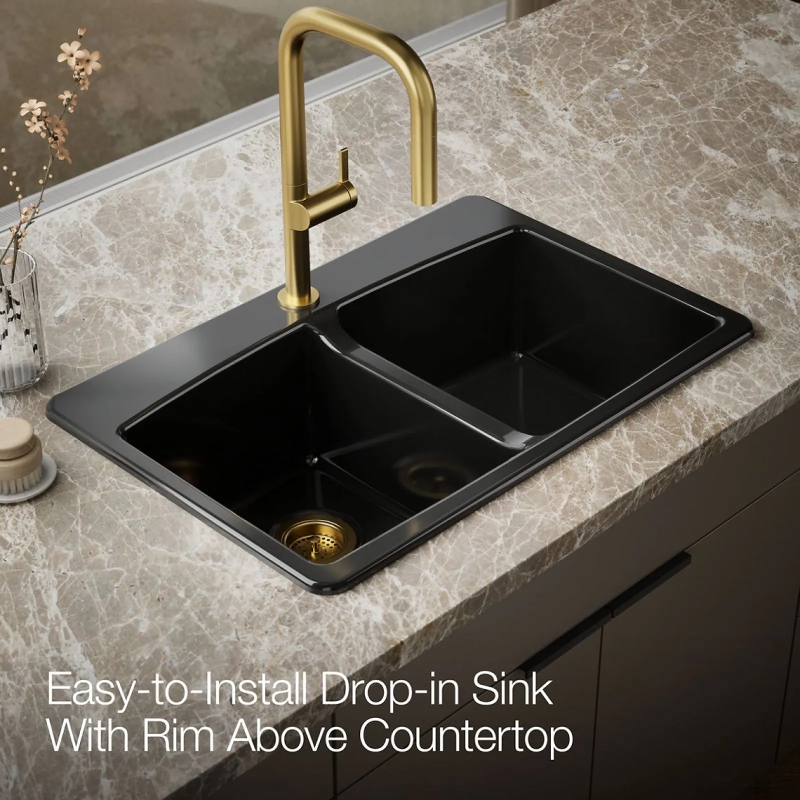 33" top-mount double-bowl kitchen sink^Kohler New