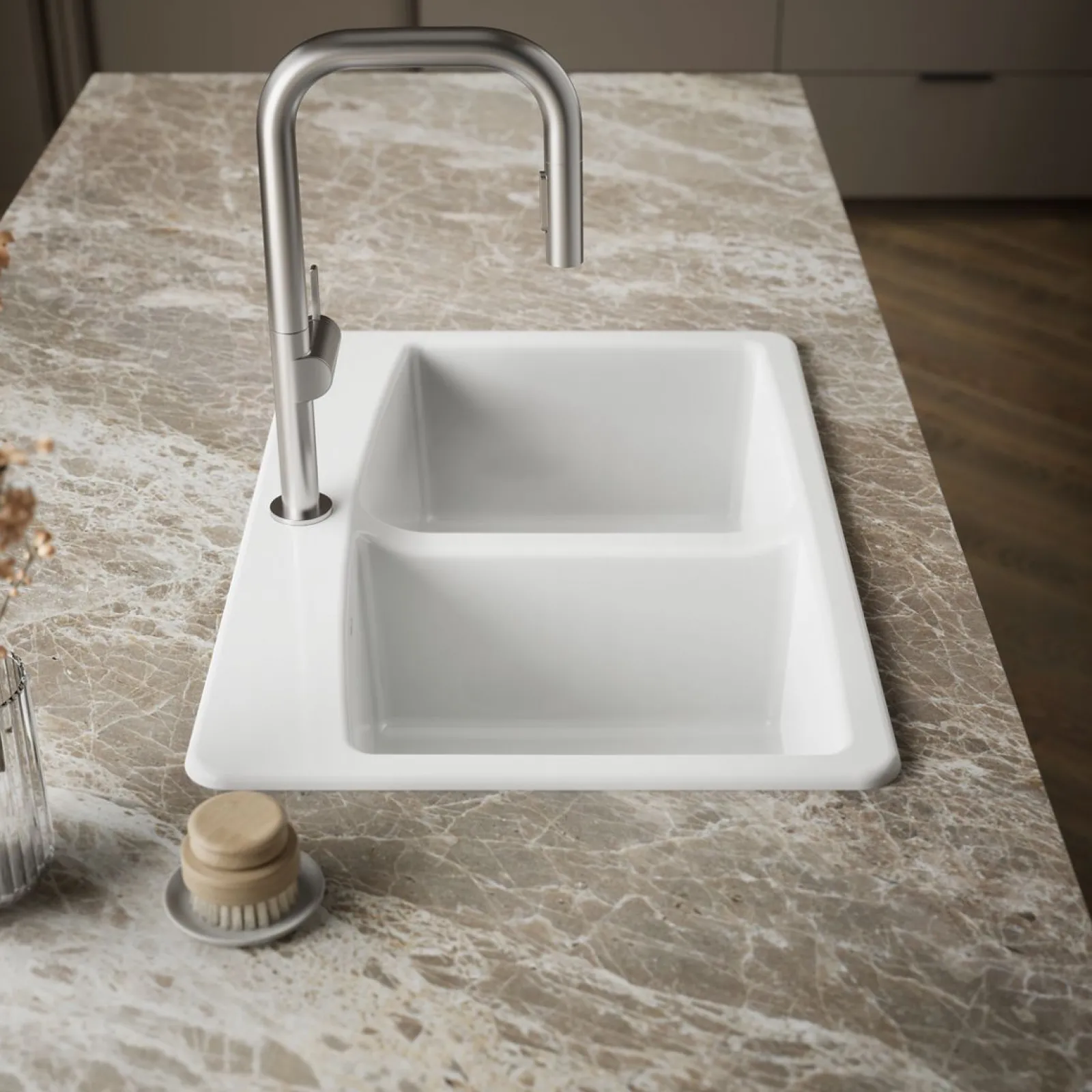 33" top-mount double-bowl kitchen sink^Kohler New