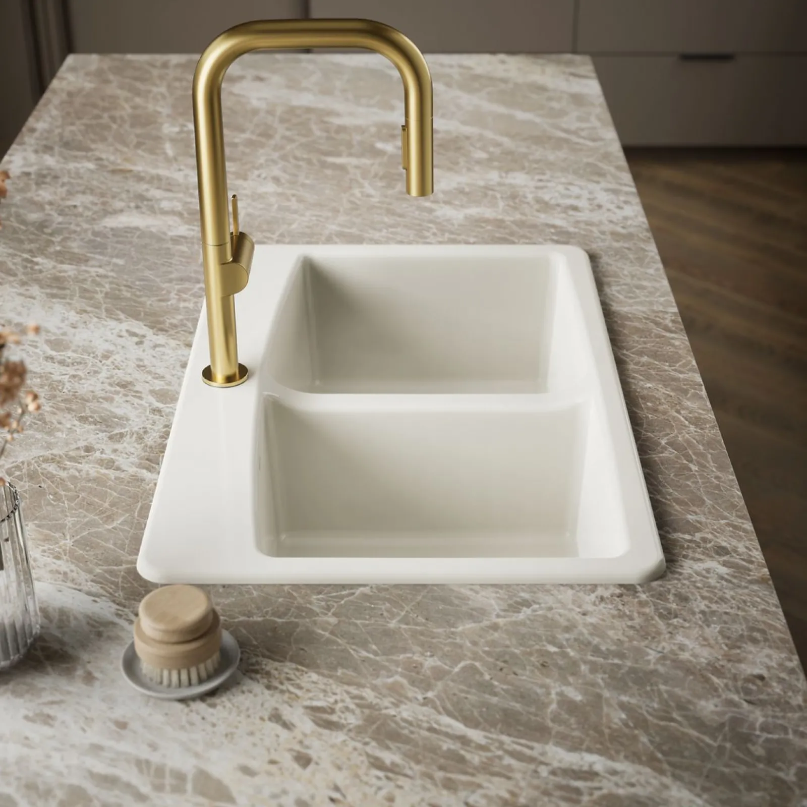 33" top-mount double-bowl kitchen sink^Kohler New