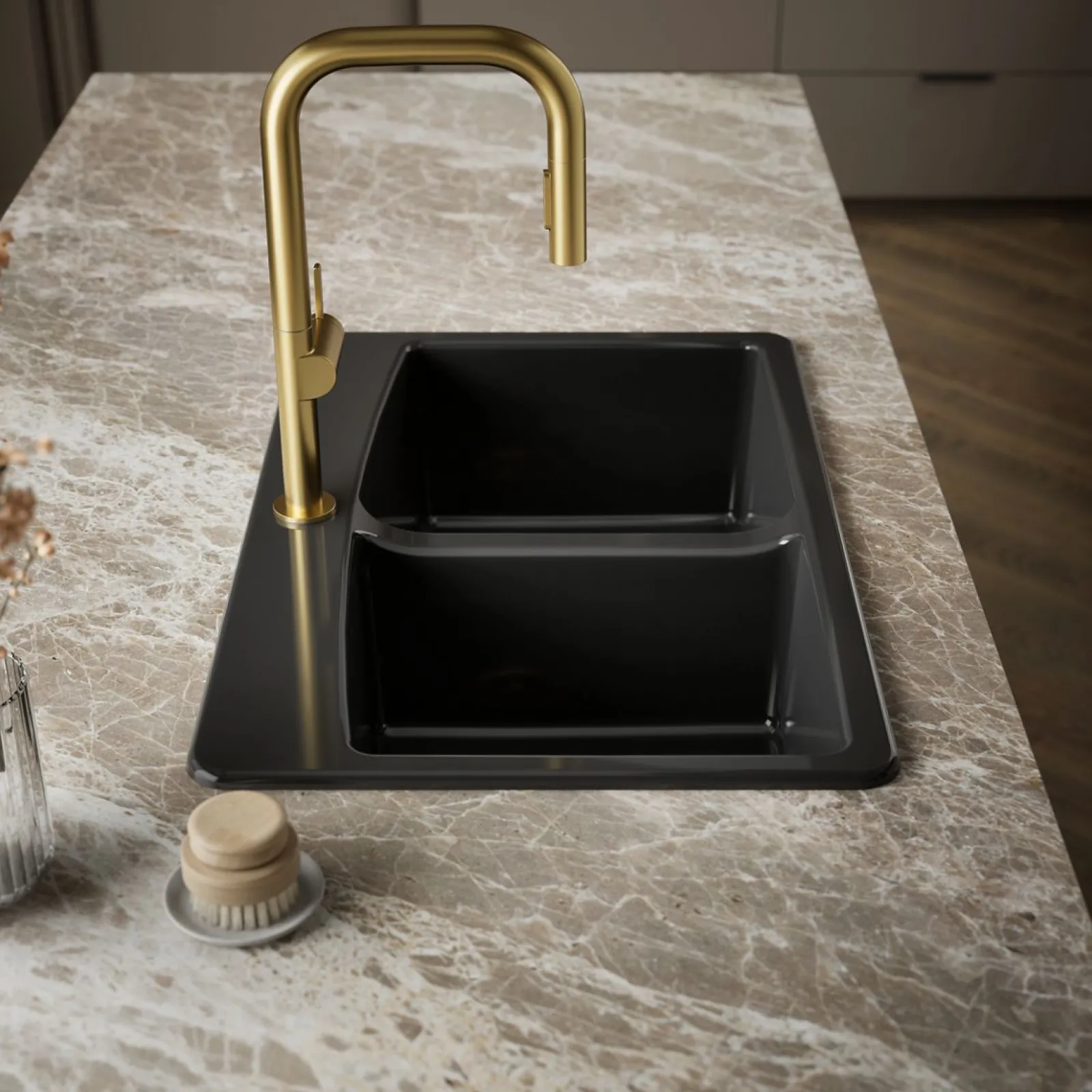 33" top-mount double-bowl kitchen sink^Kohler New