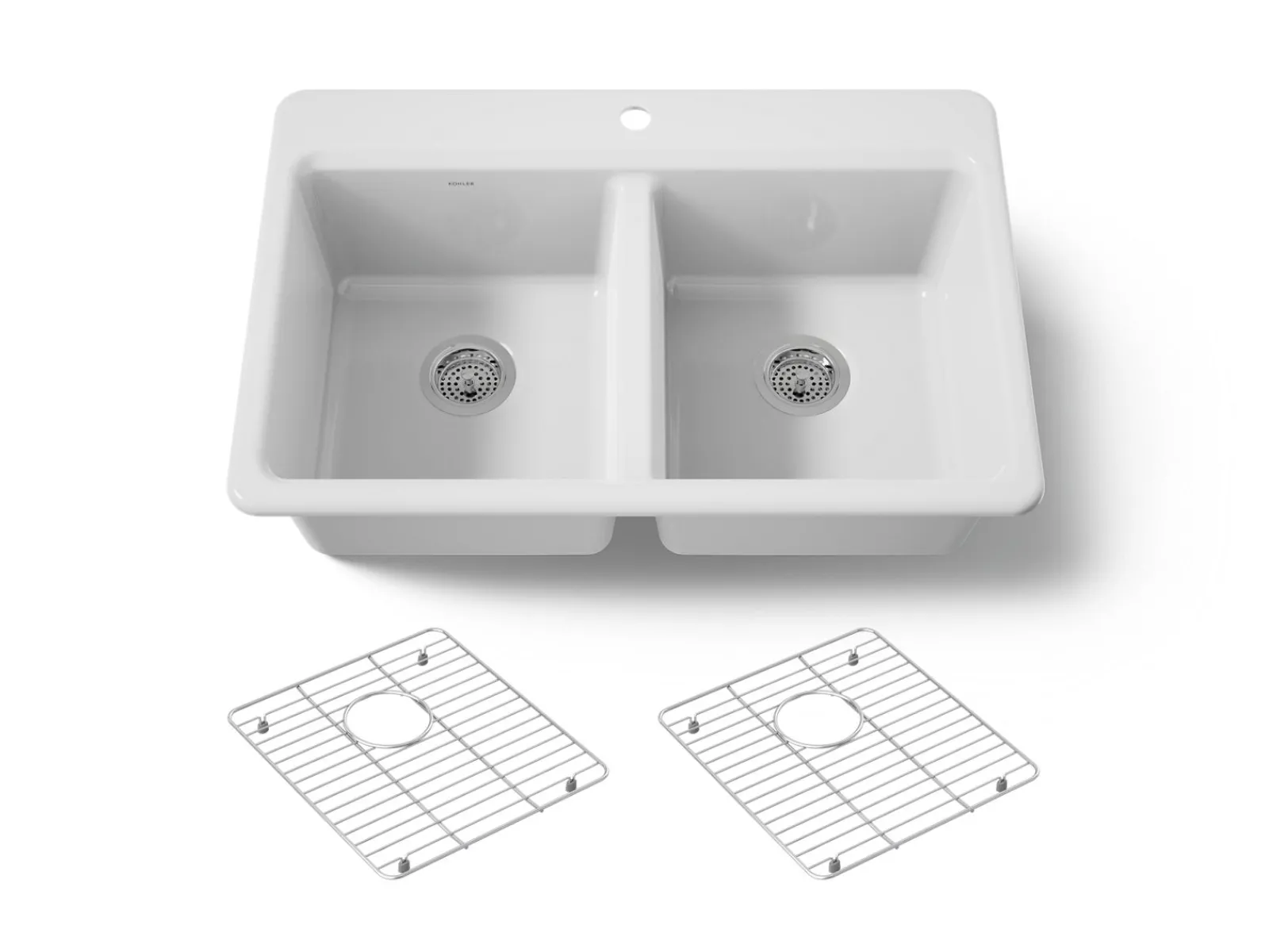 33" top-mount double-bowl kitchen sink^Kohler New