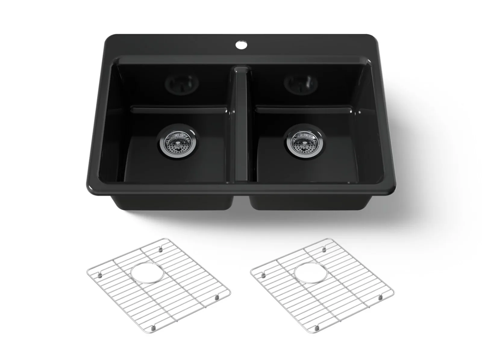33" top-mount double-bowl kitchen sink^Kohler New