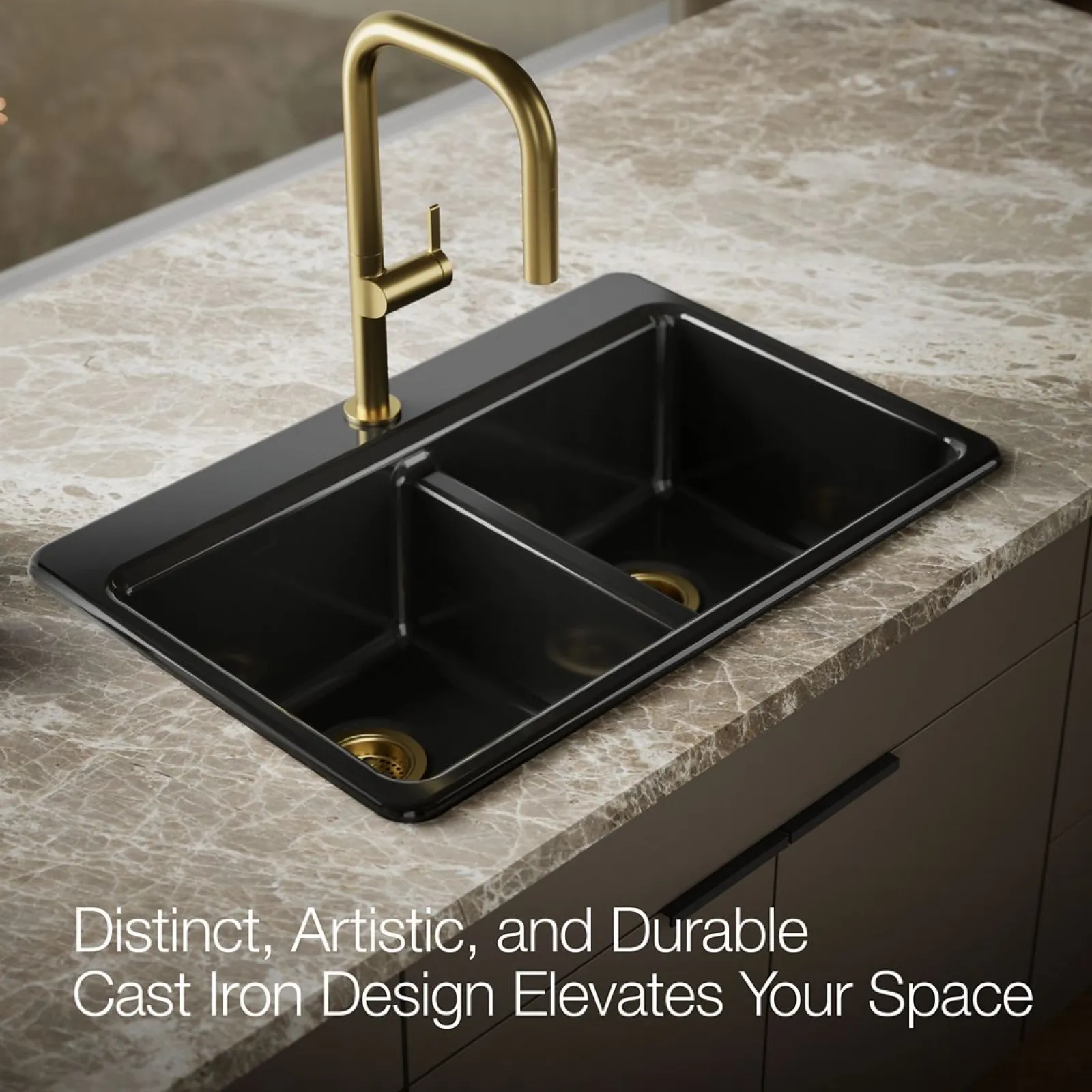 33" top-mount double-bowl kitchen sink^Kohler New