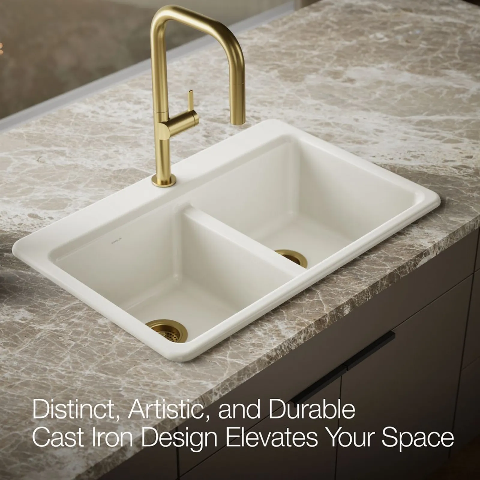 33" top-mount double-bowl kitchen sink^Kohler New