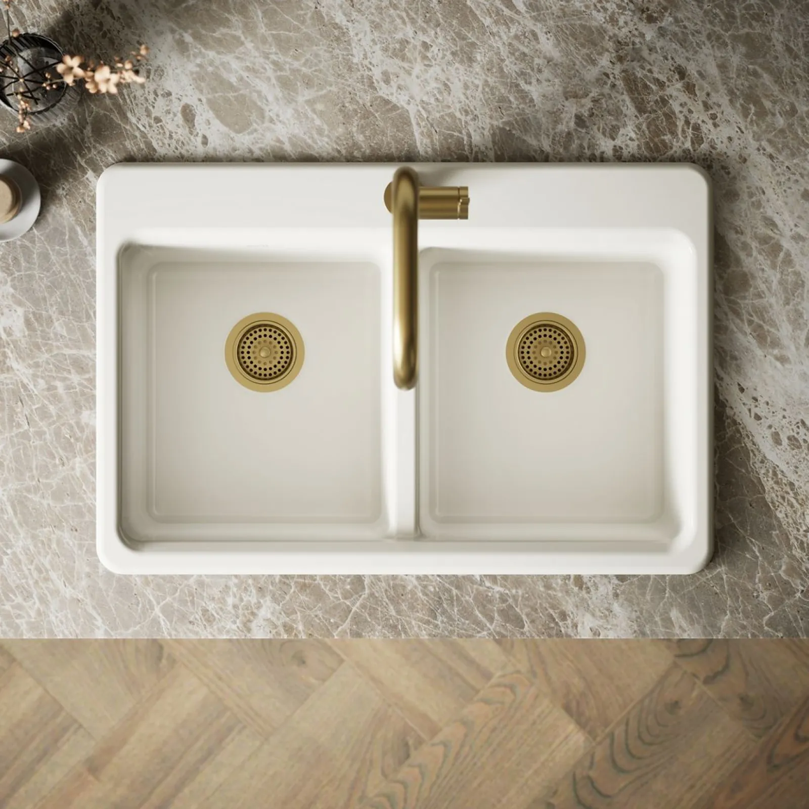 33" top-mount double-bowl kitchen sink^Kohler New