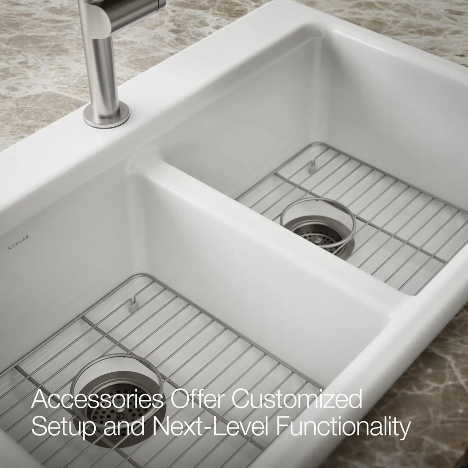 33" top-mount double-bowl kitchen sink^Kohler New