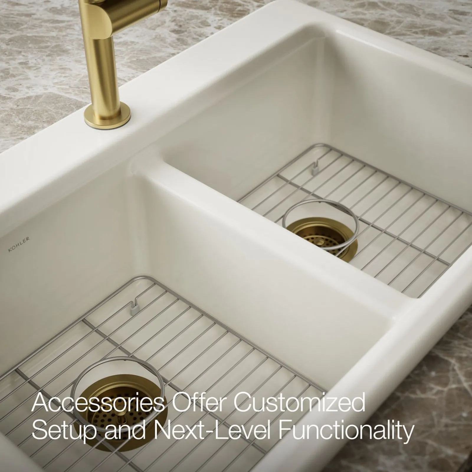 33" top-mount double-bowl kitchen sink^Kohler New