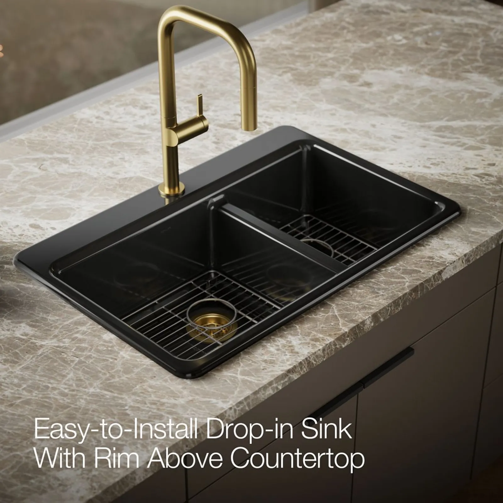 33" top-mount double-bowl kitchen sink^Kohler Online