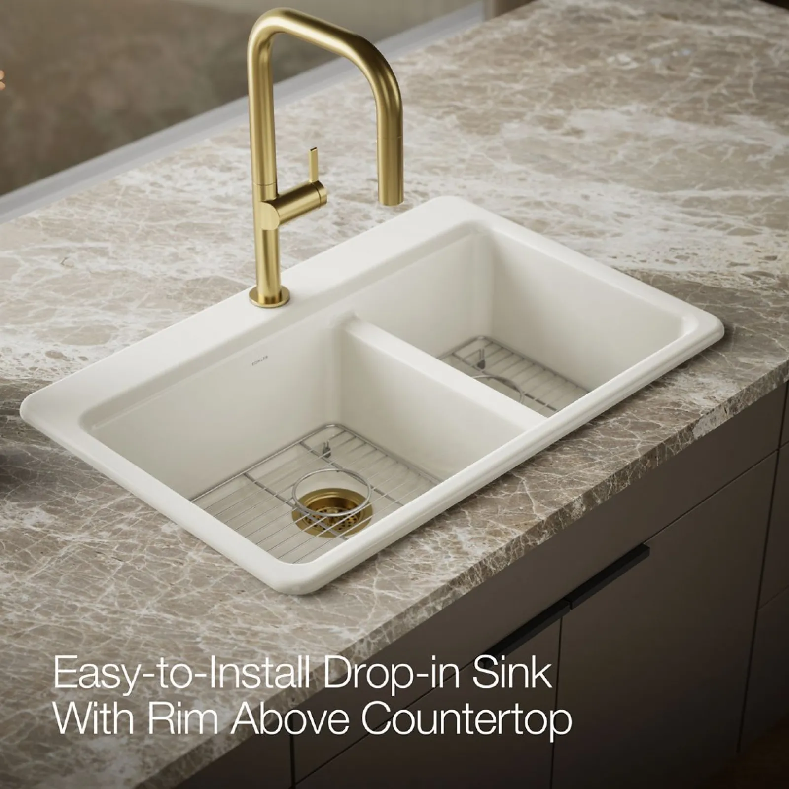 33" top-mount double-bowl kitchen sink^Kohler Online