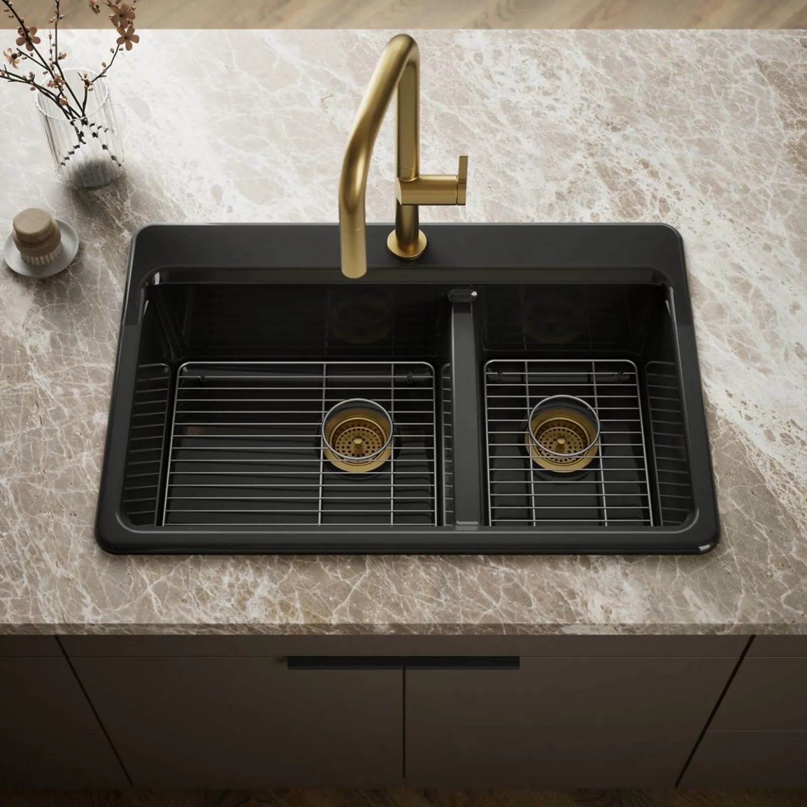 33" top-mount double-bowl kitchen sink^Kohler Online