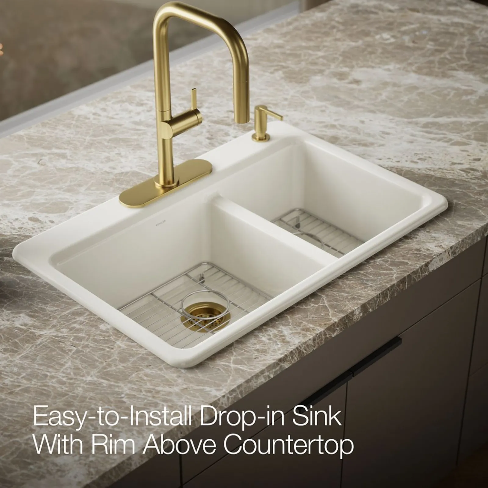 33" top-mount double-bowl kitchen sink^Kohler Sale