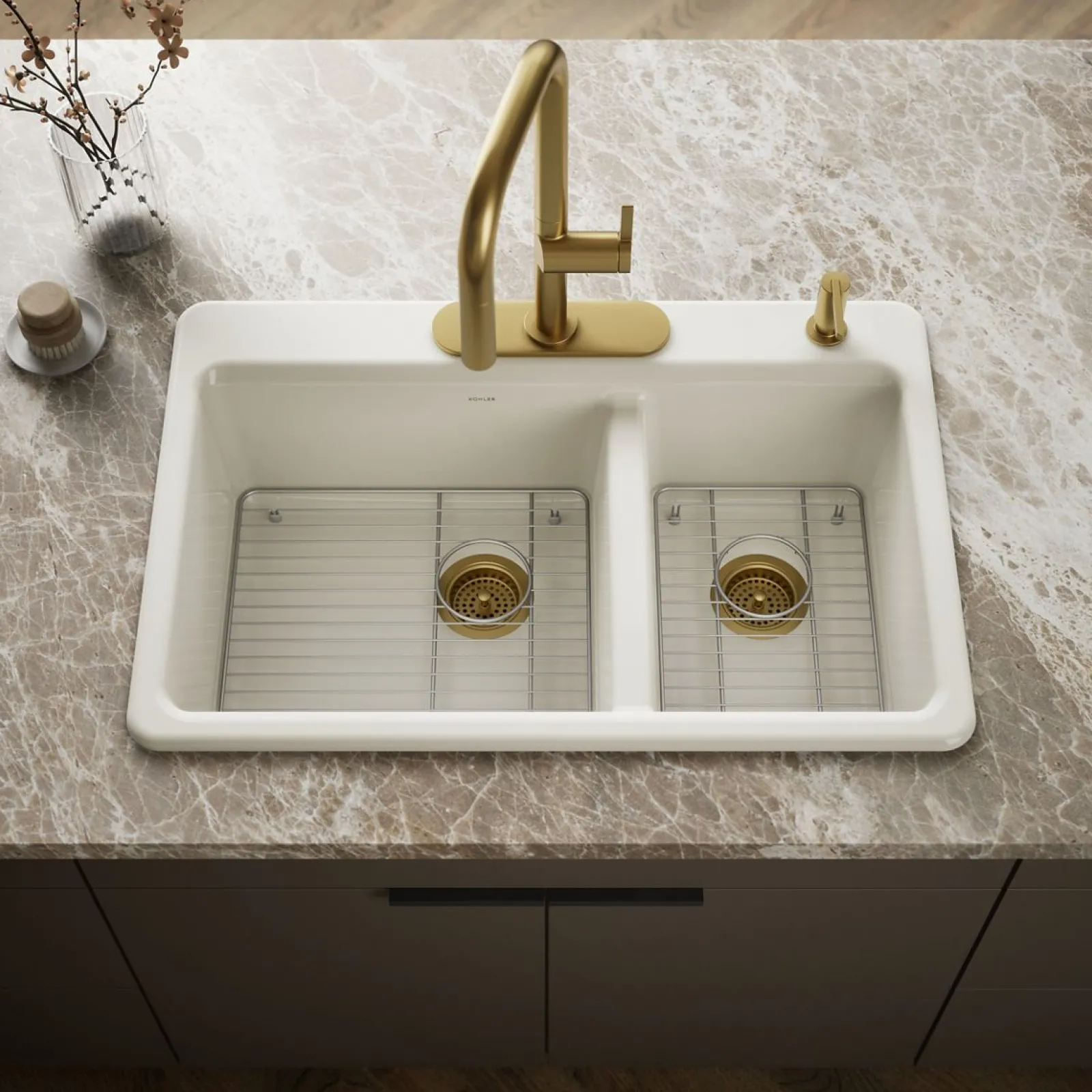 33" top-mount double-bowl kitchen sink^Kohler Sale
