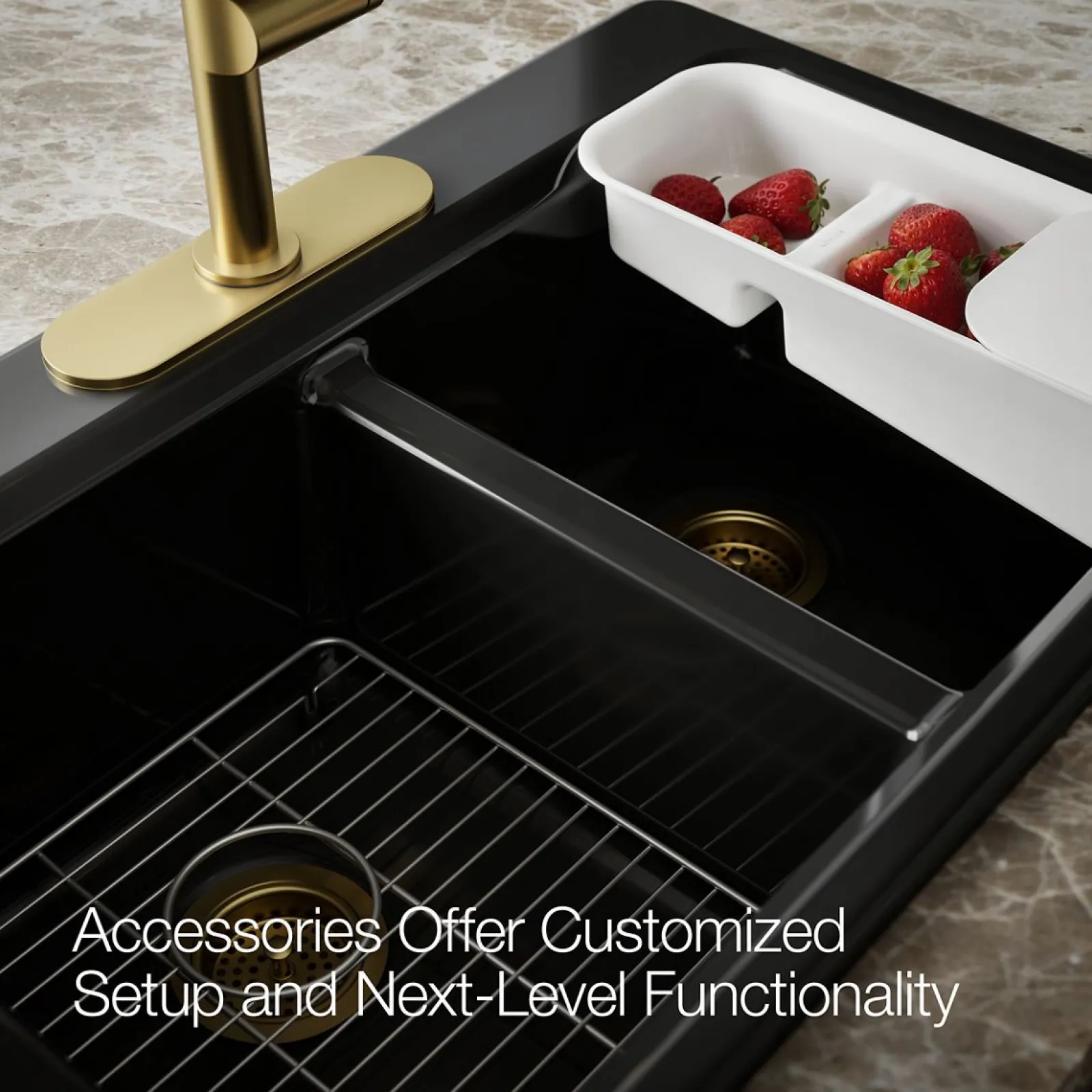 33" top-mount double-bowl workstation kitchen sink^Kohler Outlet