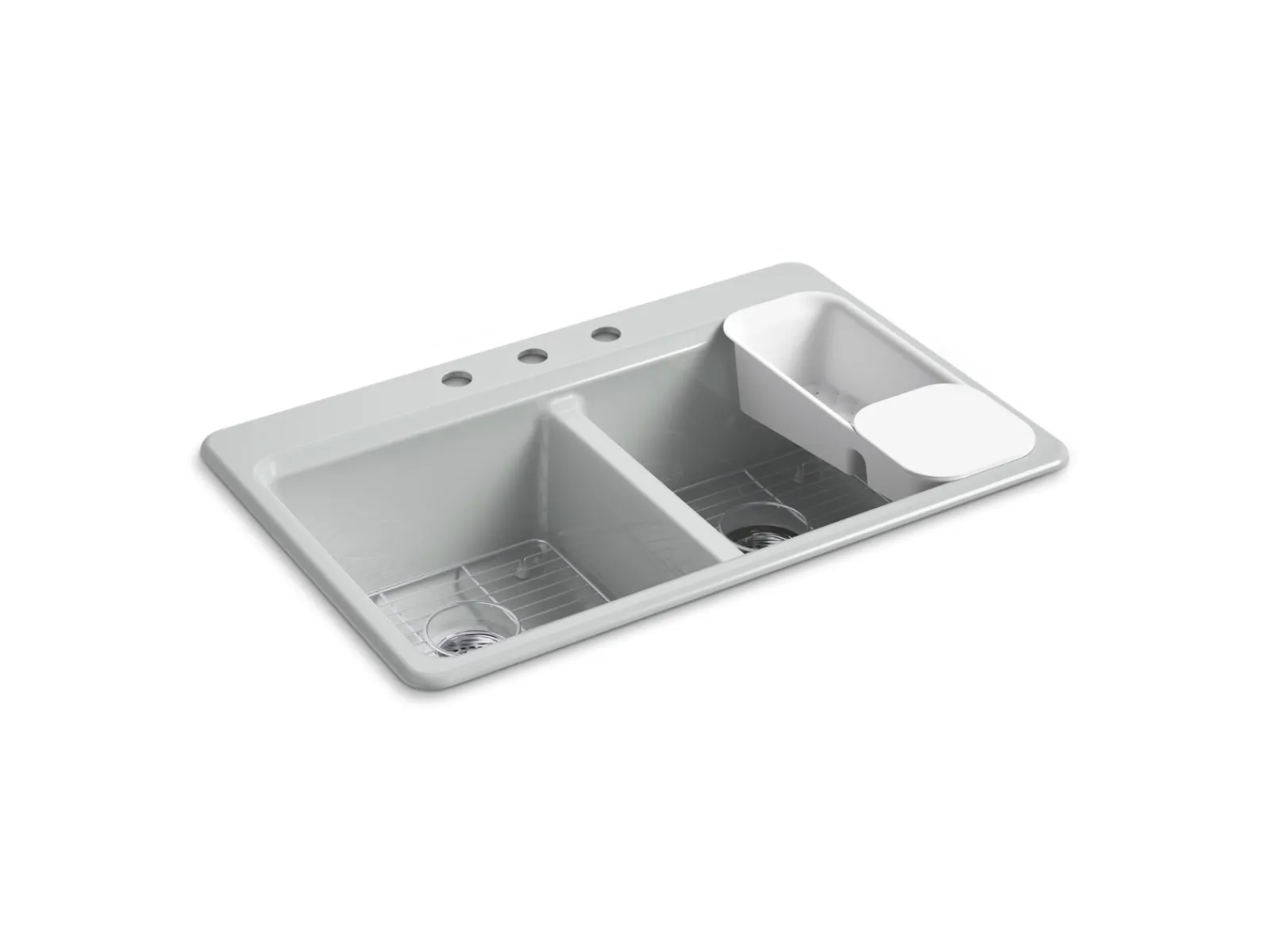 33" top-mount double-bowl workstation kitchen sink^Kohler Outlet