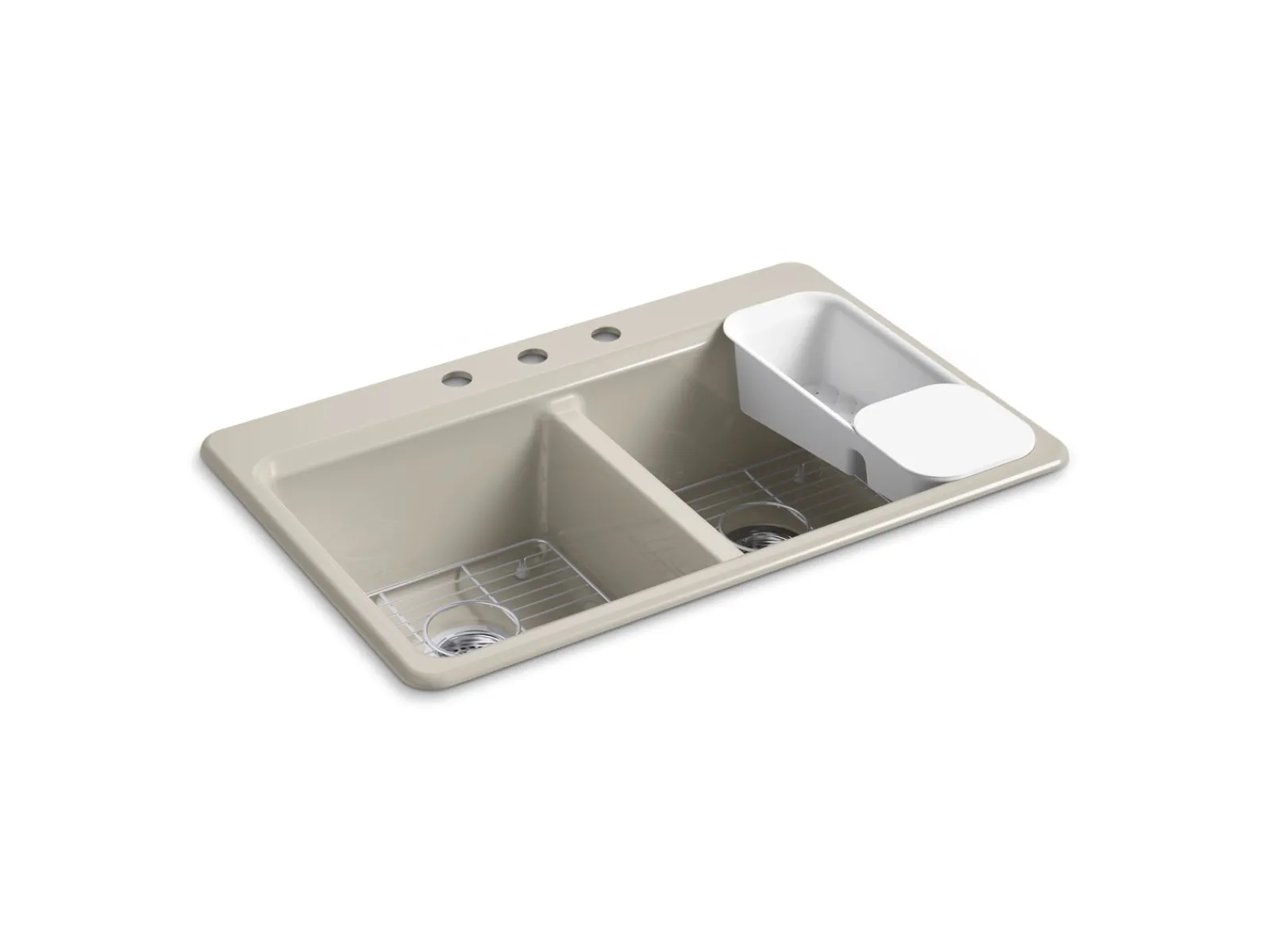 33" top-mount double-bowl workstation kitchen sink^Kohler Outlet