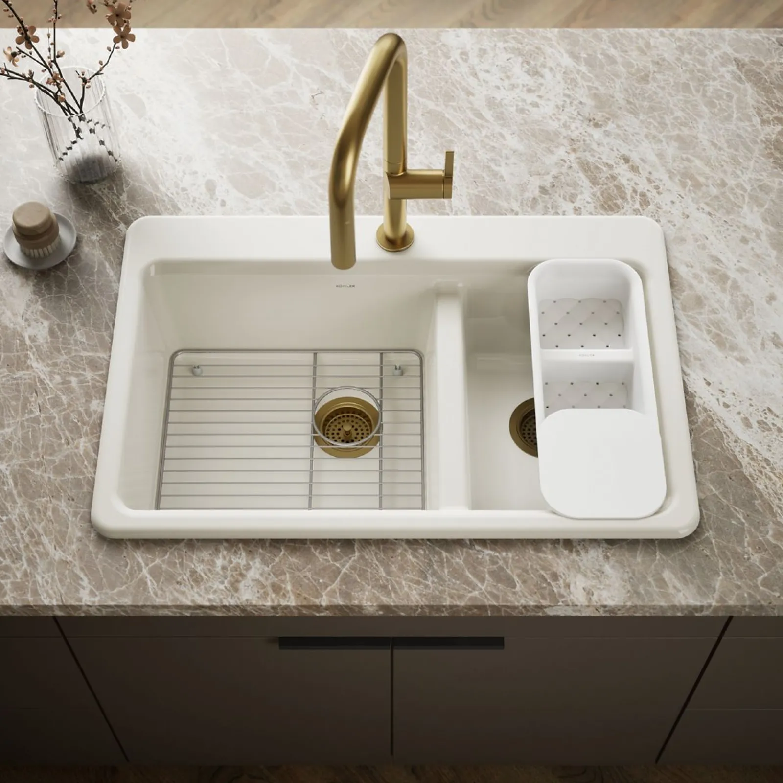 33" top-mount double-bowl workstation kitchen sink^Kohler