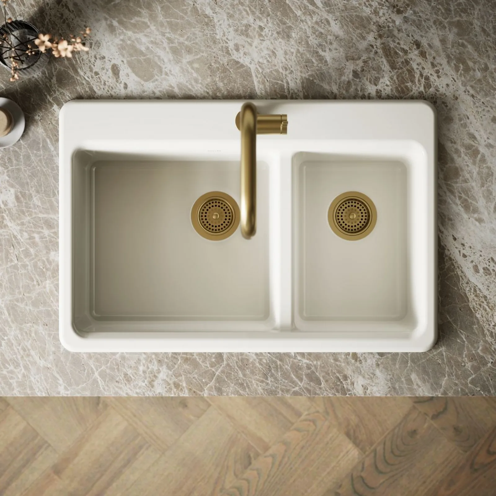 33" top-mount double-bowl workstation kitchen sink^Kohler