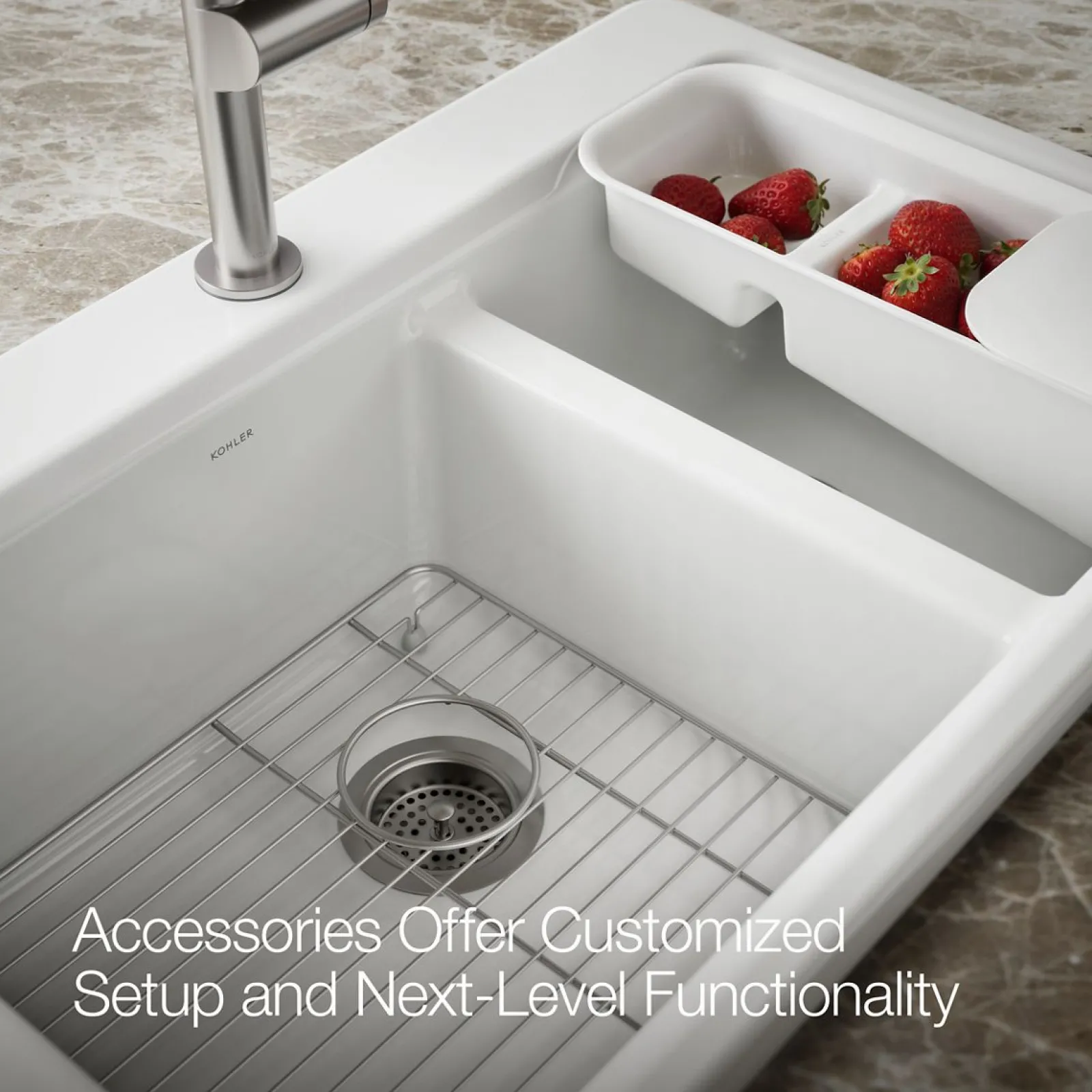 33" top-mount double-bowl workstation kitchen sink^Kohler
