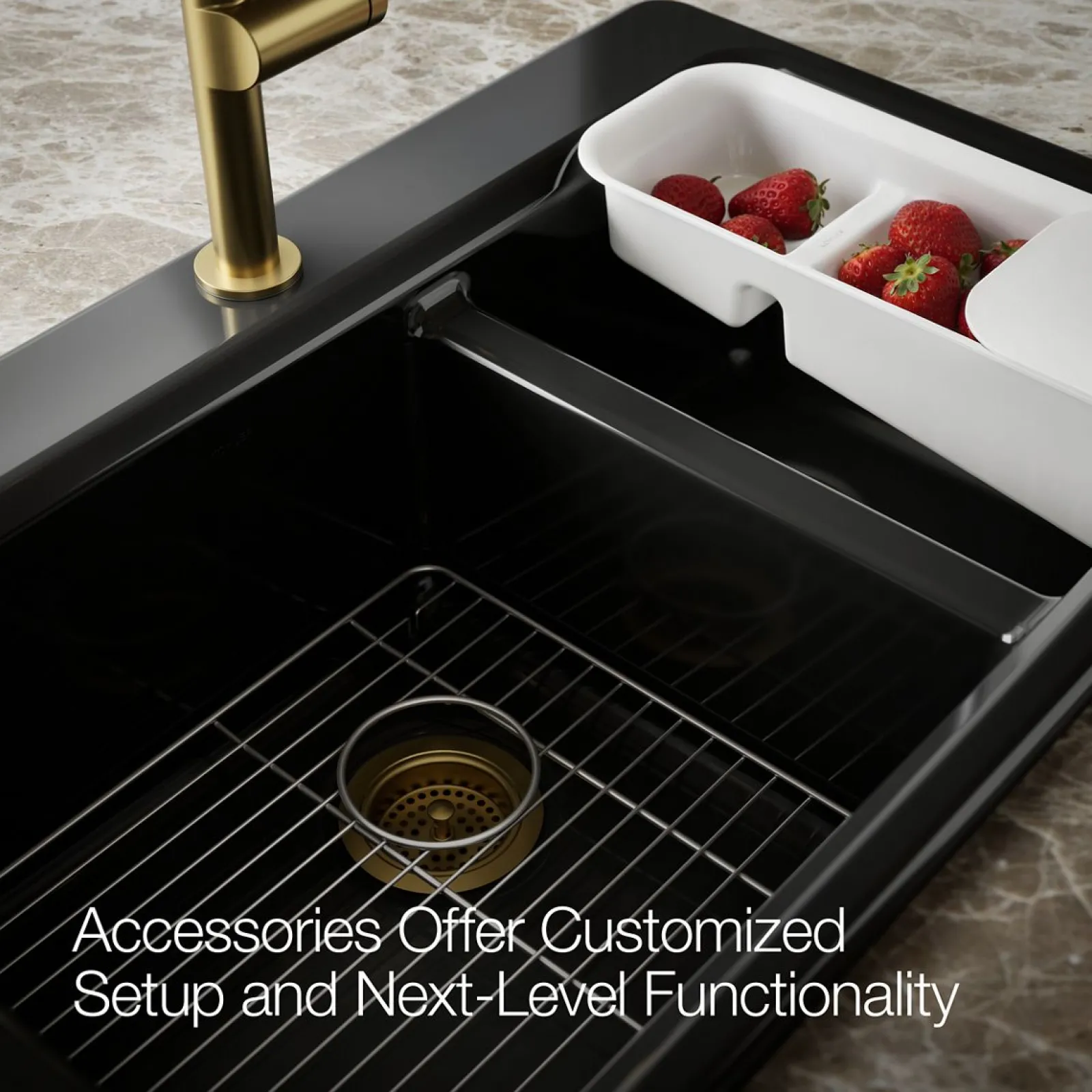 33" top-mount double-bowl workstation kitchen sink^Kohler