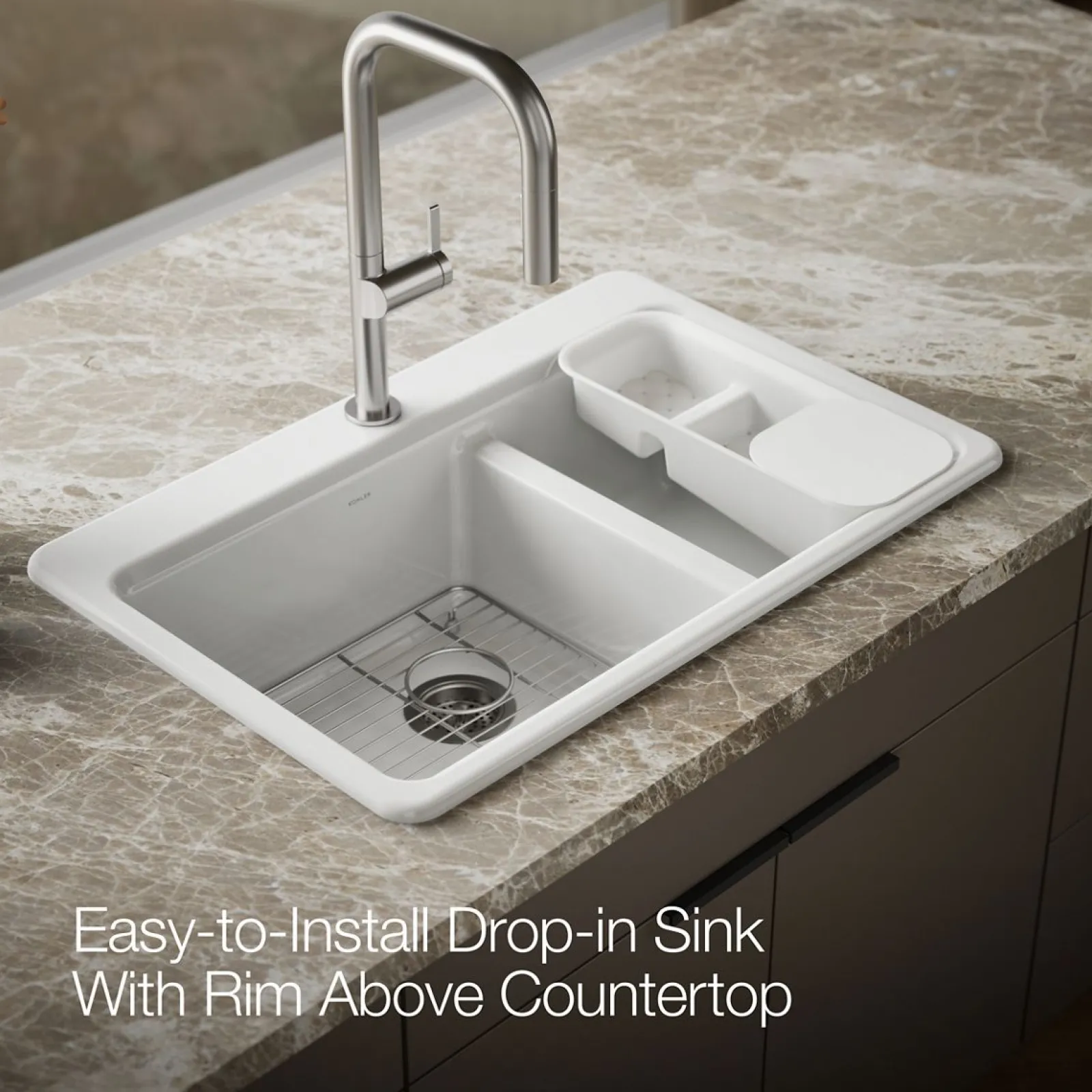 33" top-mount double-bowl workstation kitchen sink^Kohler