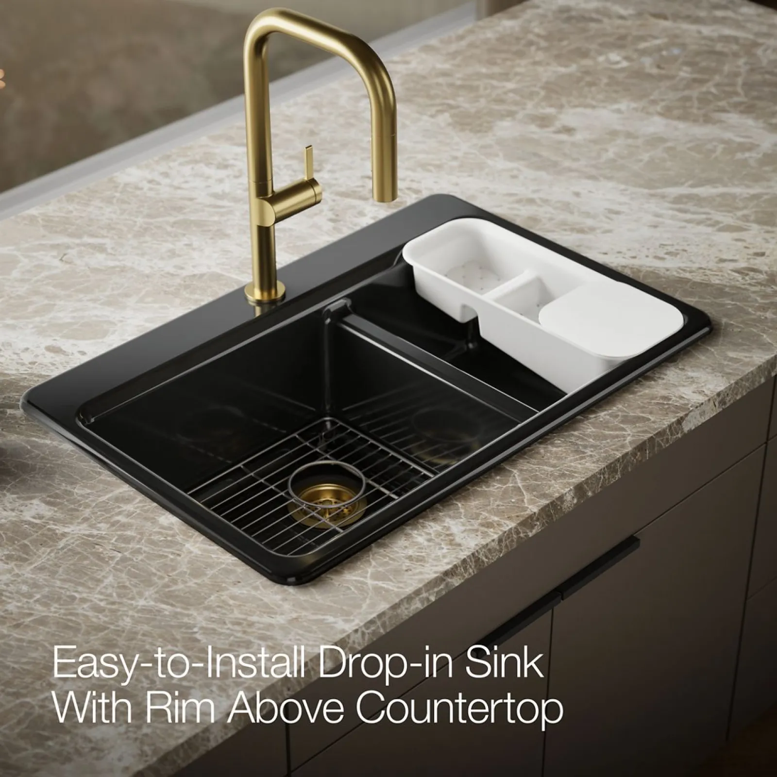 33" top-mount double-bowl workstation kitchen sink^Kohler