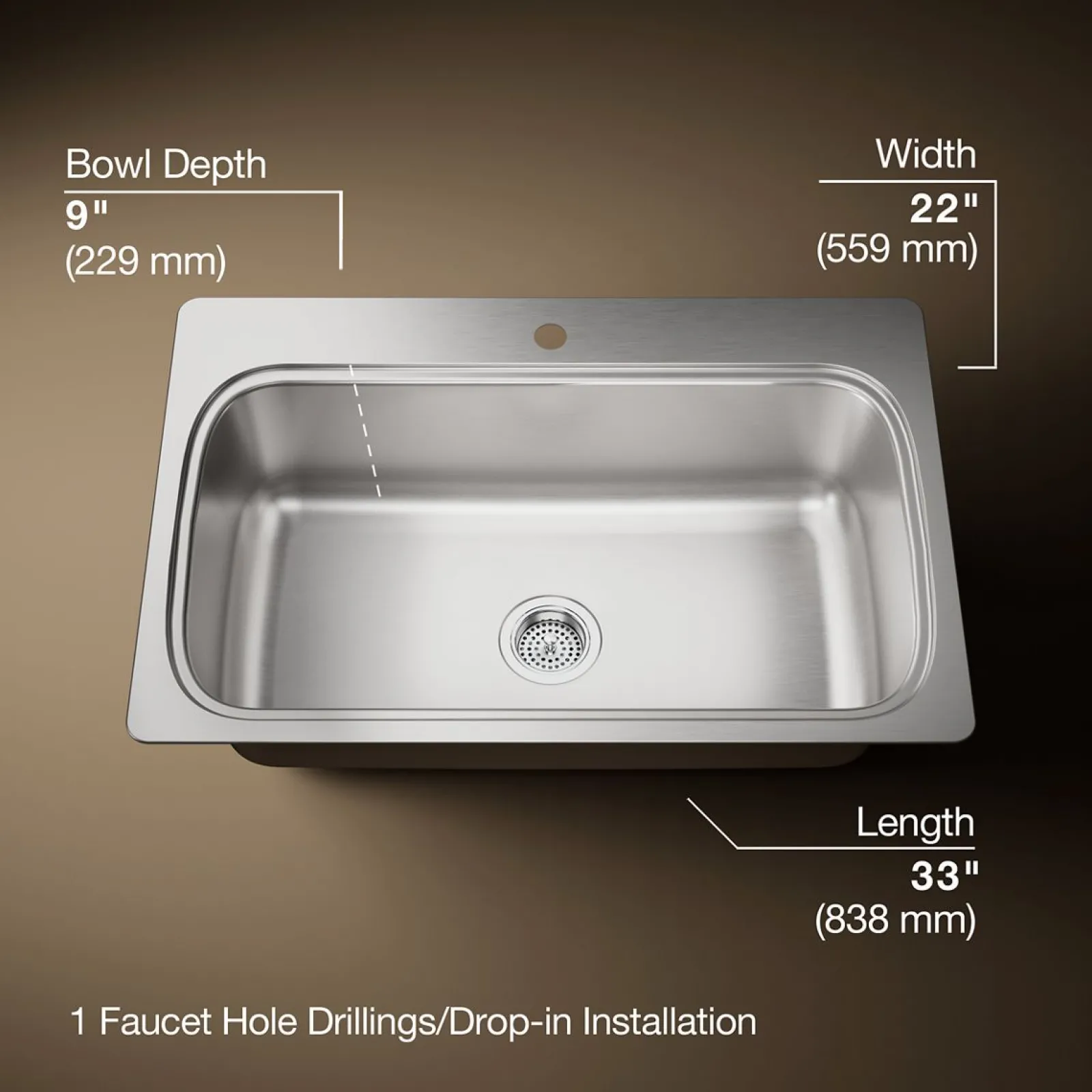 33" top-mount single-bowl kitchen sink^Kohler Outlet