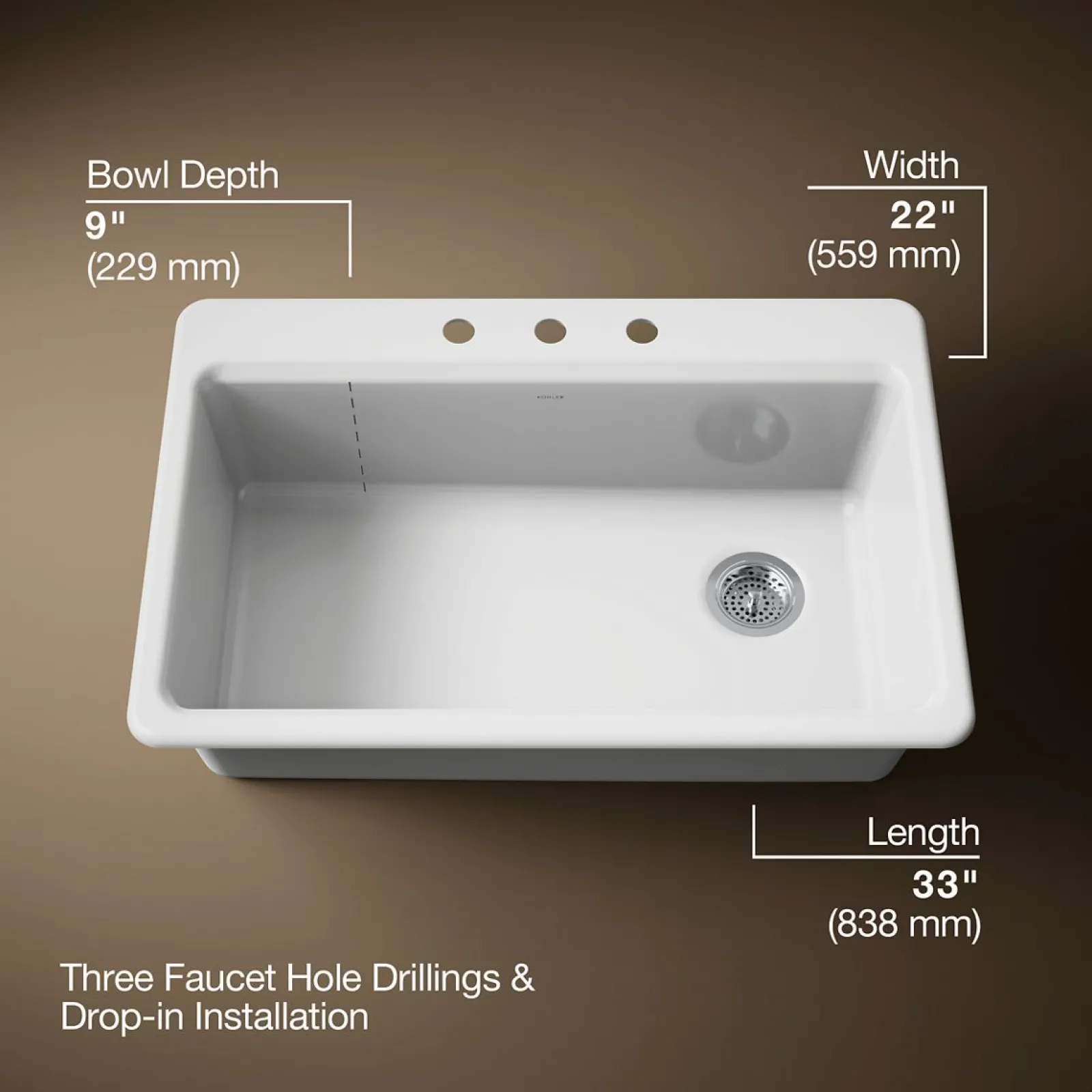 33" top-mount single-bowl kitchen sink^Kohler