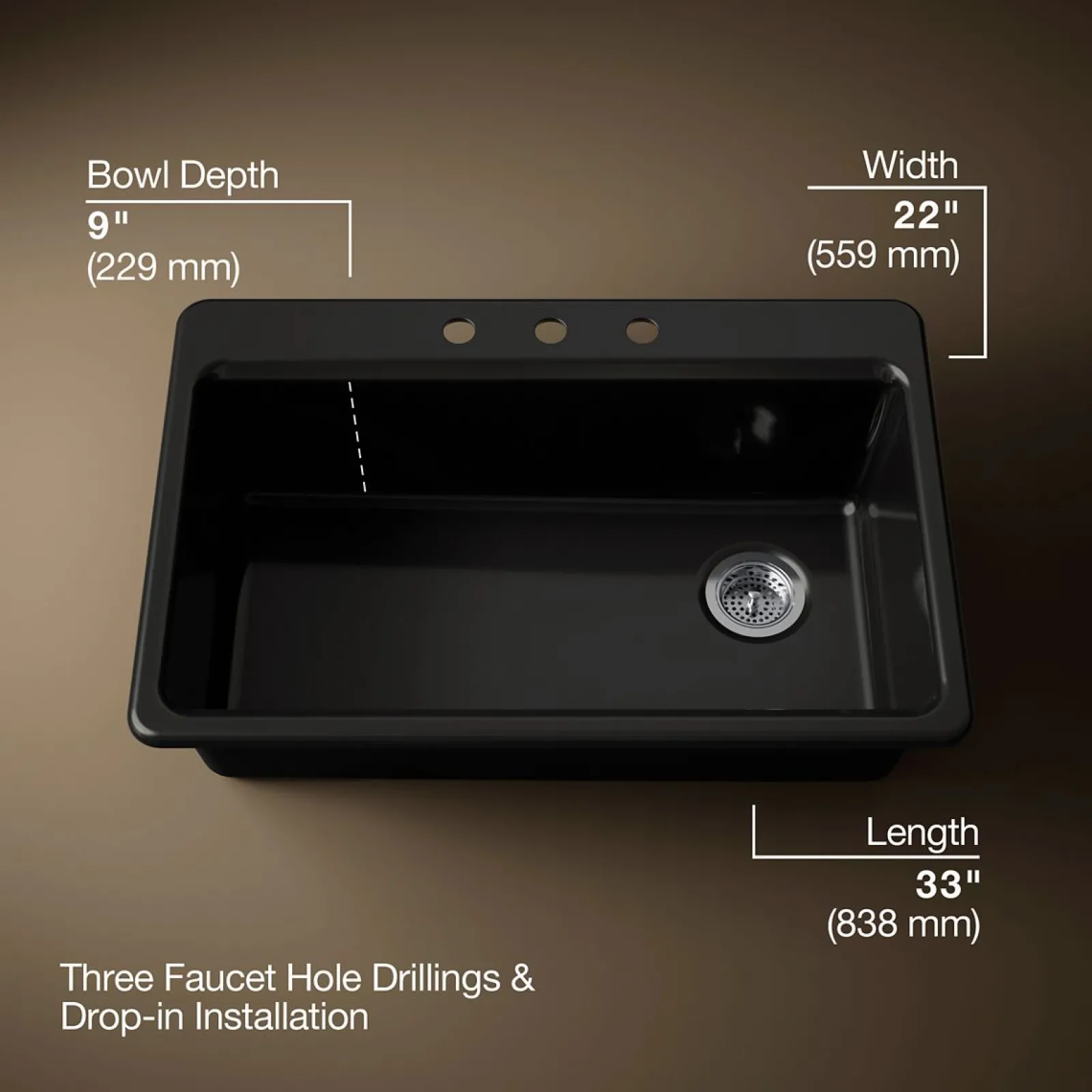 33" top-mount single-bowl kitchen sink^Kohler