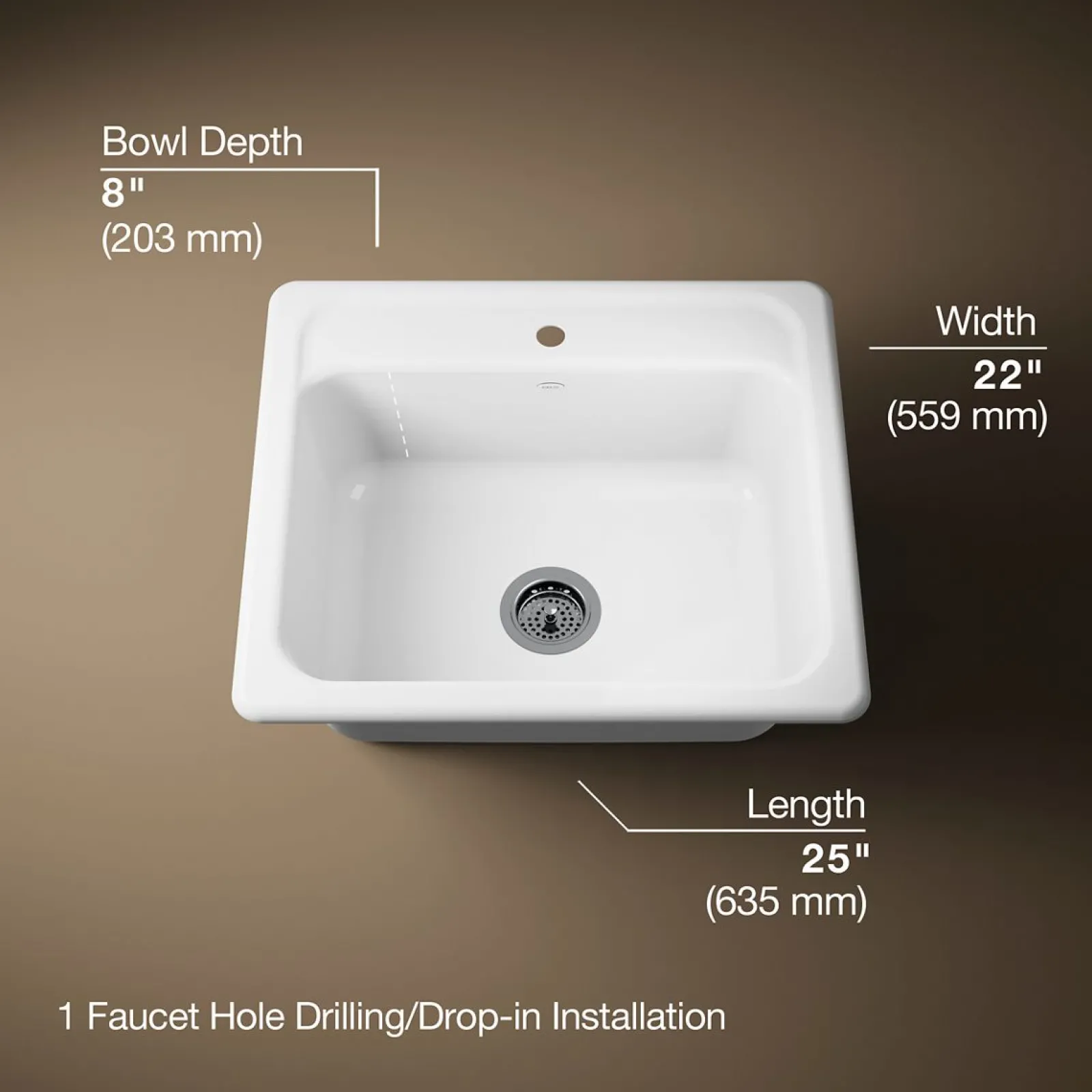 25" top-mount single-bowl kitchen sink^Kohler Best